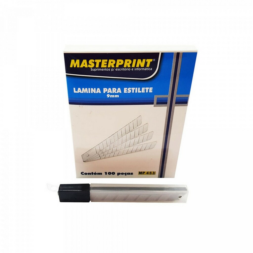 Lâmina para Estilete 9mm Masterprint Caixa com 100 Unidades - MP453/308010001