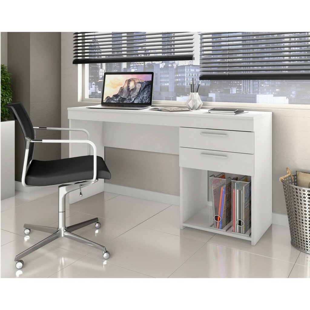 Mesa para Escritório 1,20m 2 Gavetas Branco Notável Office - 51015