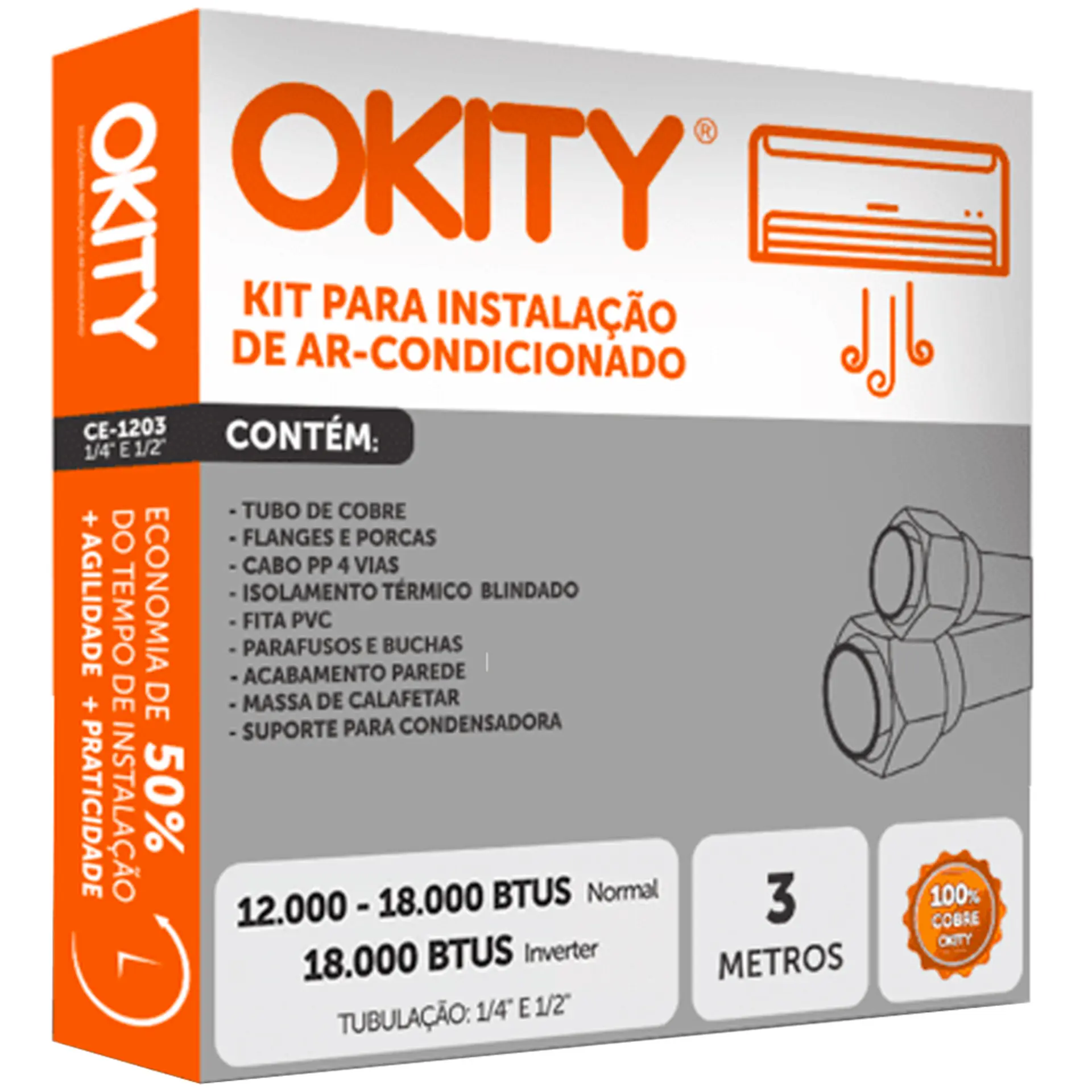 Kit de Instalação para Ar Condicionado Split 12.000 a 18.000 BTUs