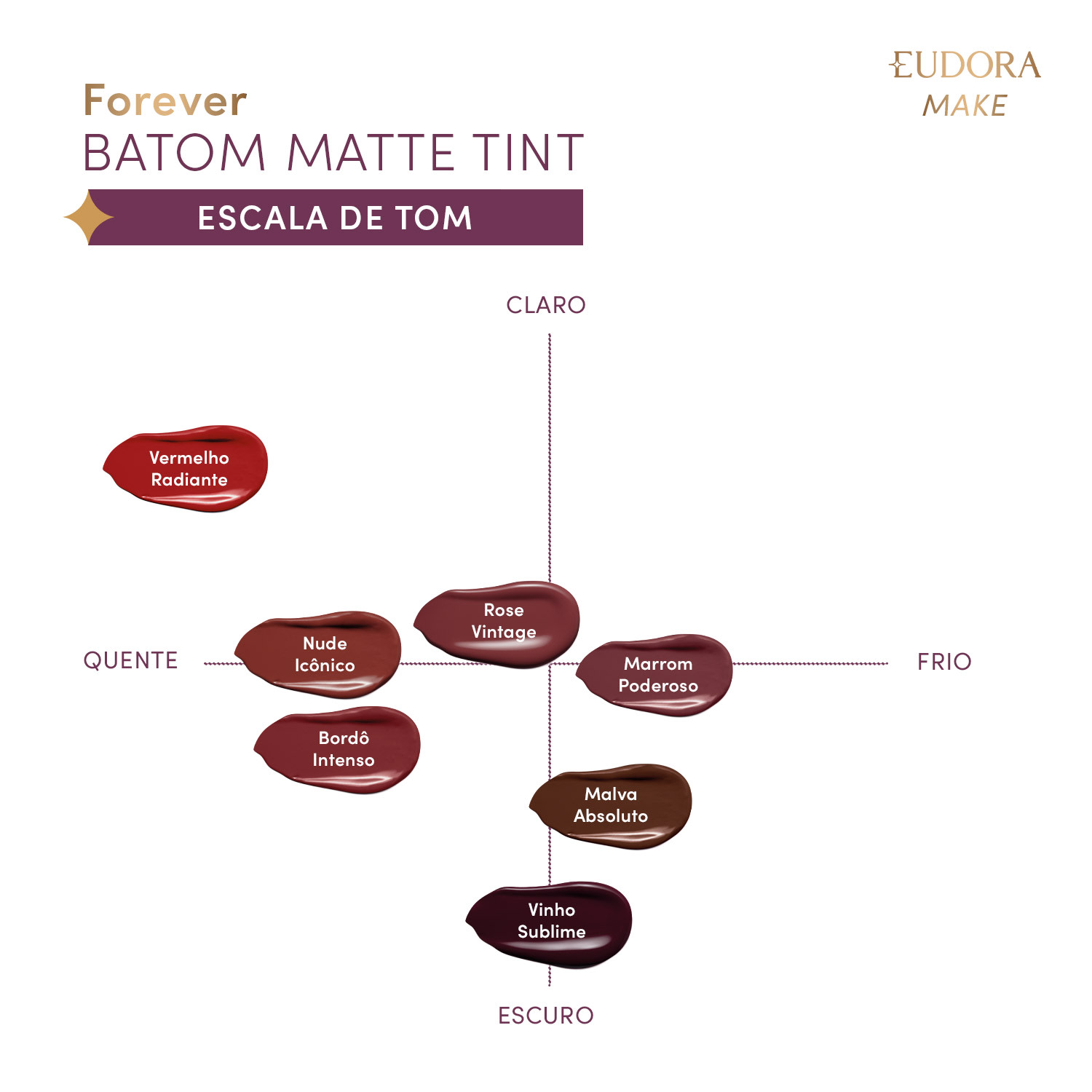 Batom Líquido Rose Vintage Eudora Make Forever Matte Tint 4ml