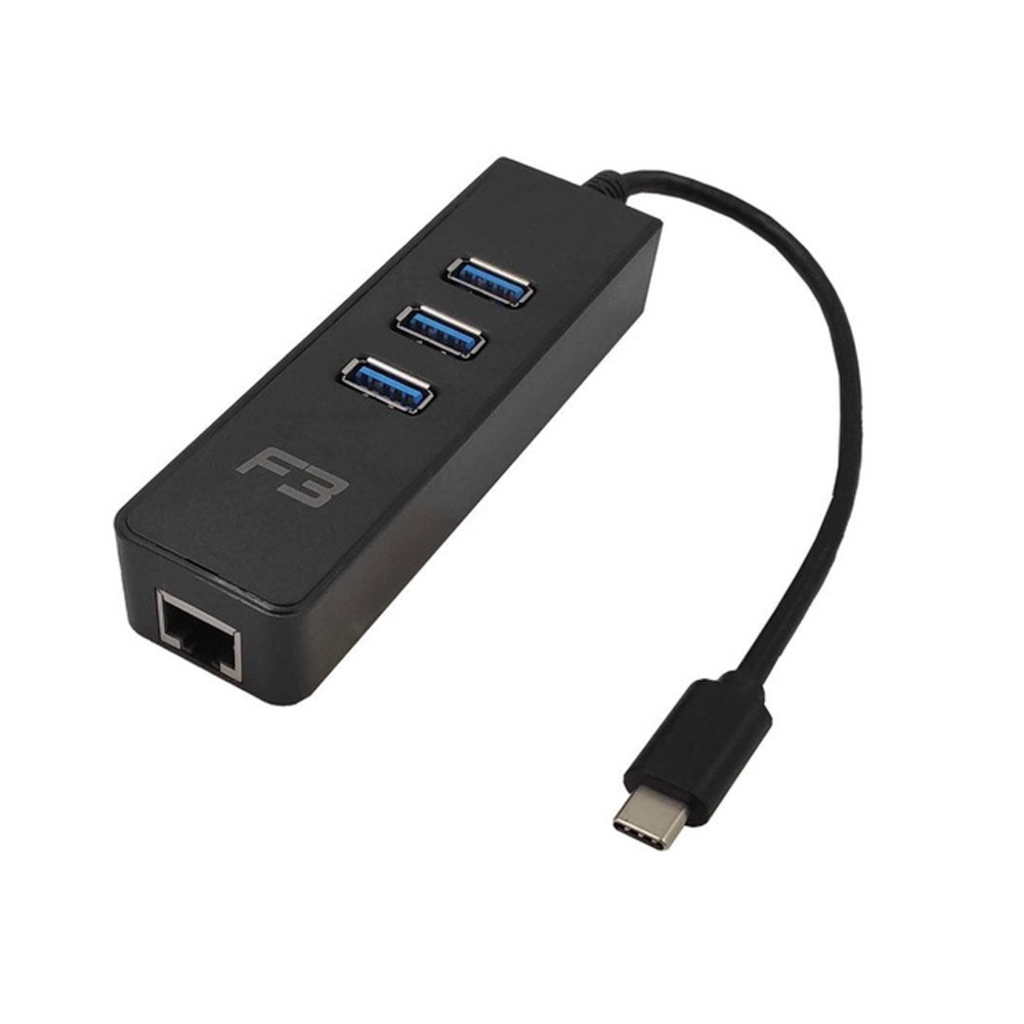 Adaptador USB Type-C 3.1 Macho x Rede RJ45 10/100/1000 F3 Preto - 128