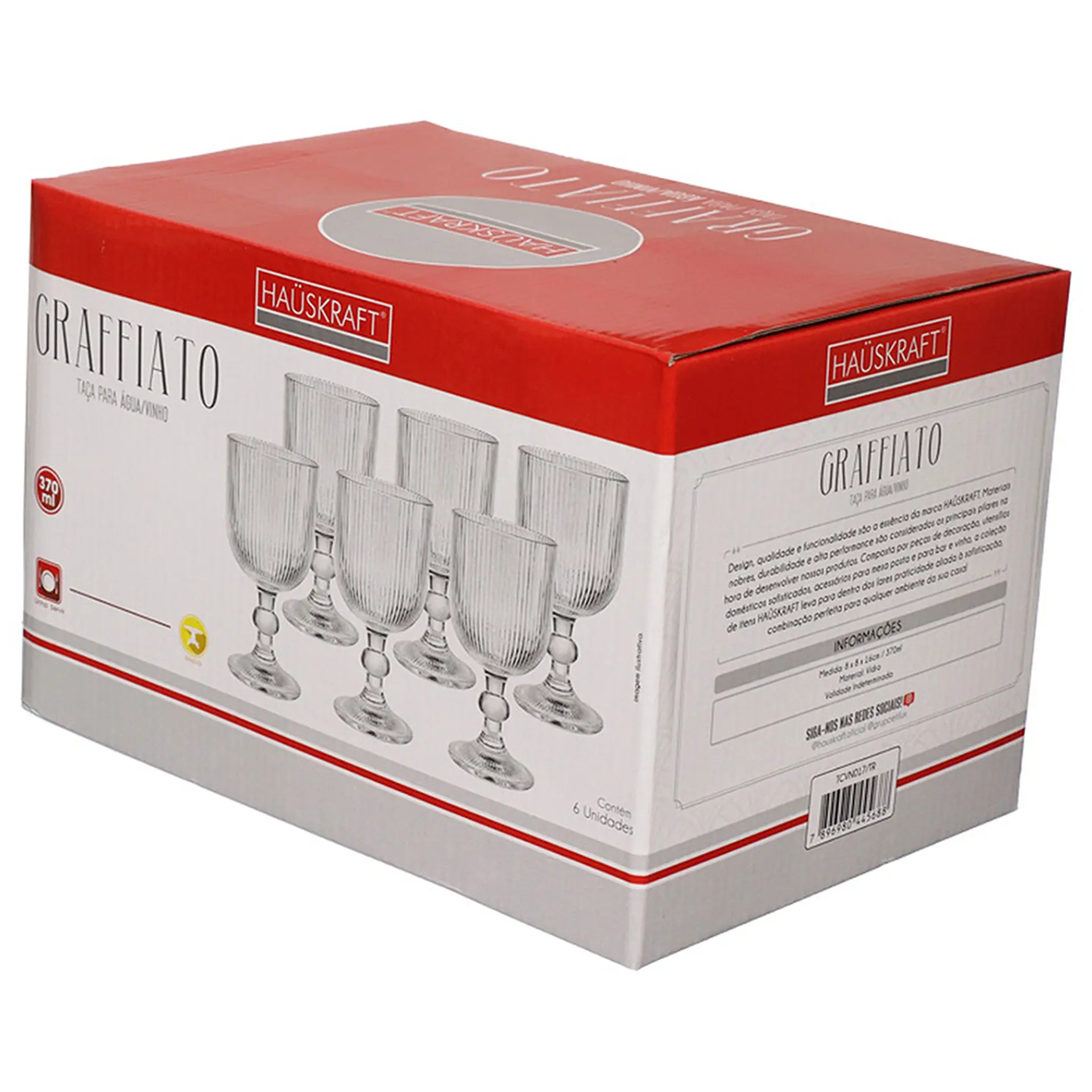 Conjunto de Taças de Água e Vinho 6 Peças de Vidro Hauskraft Graffiato