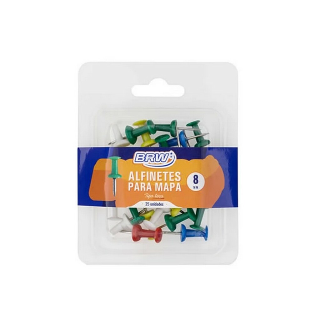 Alfinete Taça 8mm Color BRW - Blister com 25 Unidades - AT0825