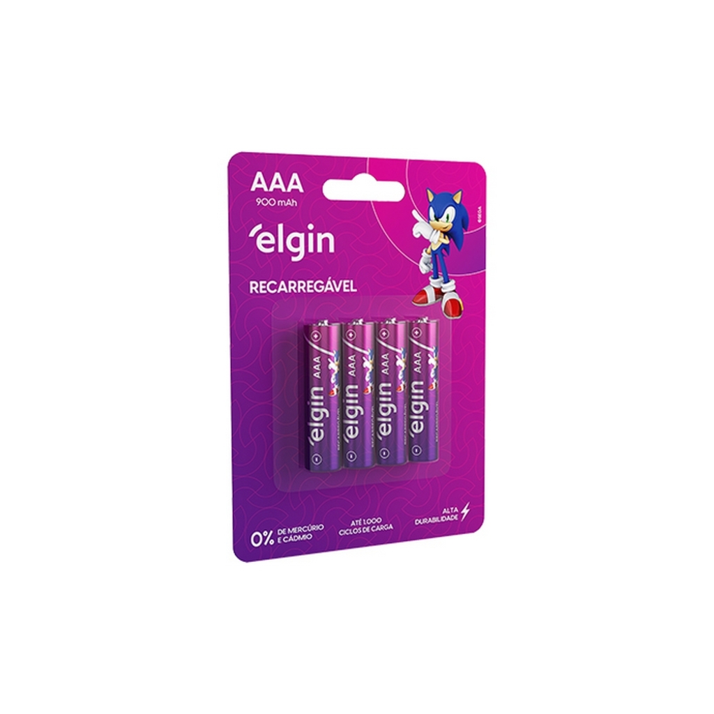 Pilha Recarregável AAA 900MAH Elgin - 82169 - Blister com 4 Pilhas
