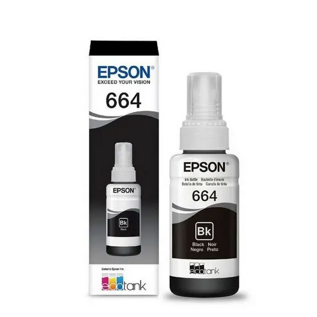 Tinta para Cartucho Epson Preto Original - T664120 - 4.000 páginas para L220, L365, L375, L380, L395, L555, L565, L575, L110, L1300