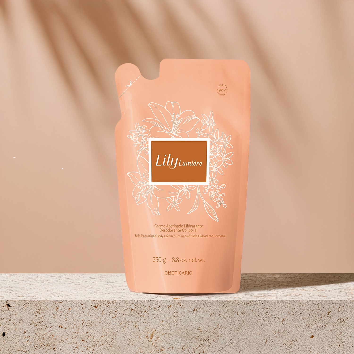 Refil Creme Acetinado Hidratante Desodorante Corporal Lily Lumière 250g