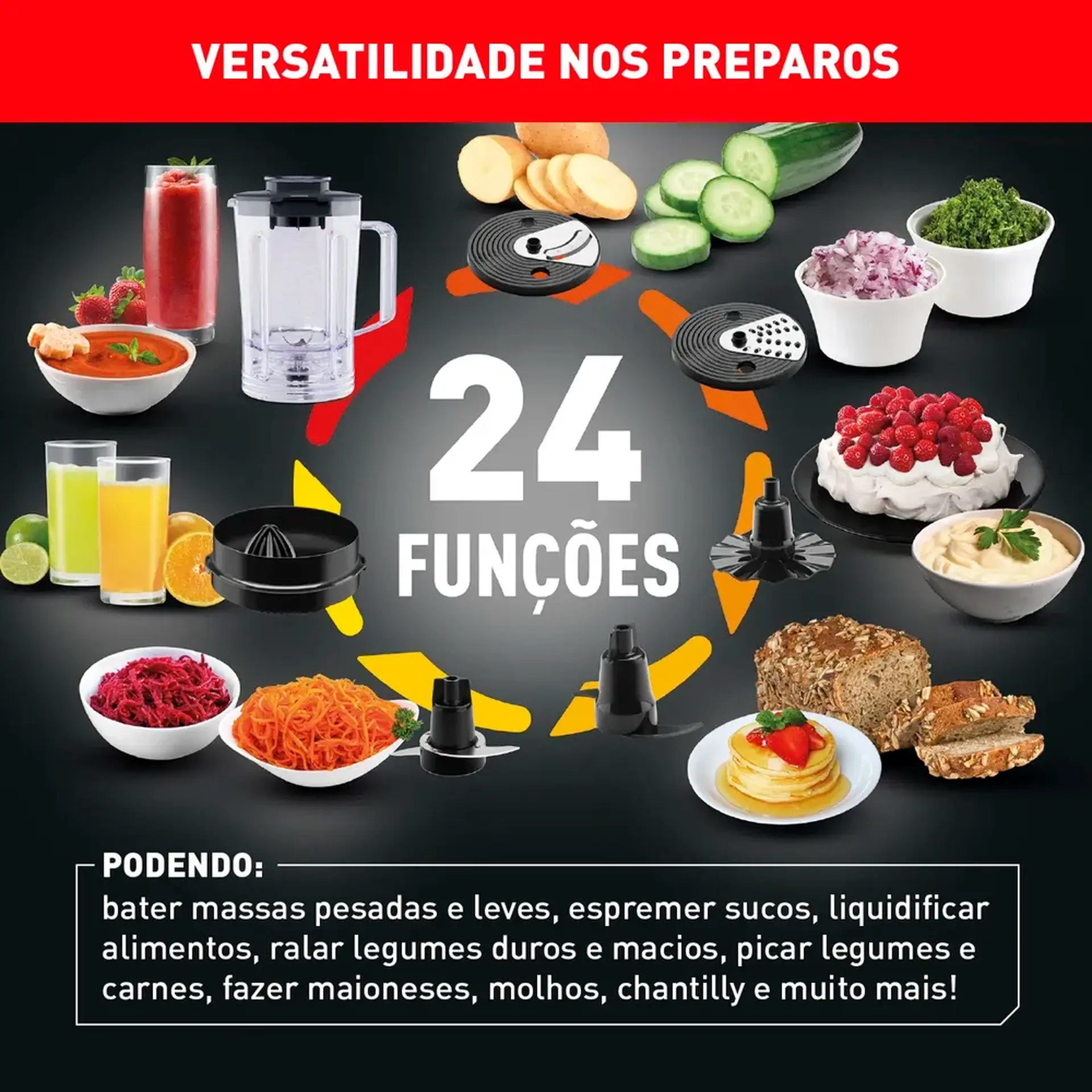 Multiprocessador de Alimentos Arno Multichef 7em1 700W 24 Funções MP72 - Cinza - 110 Volts