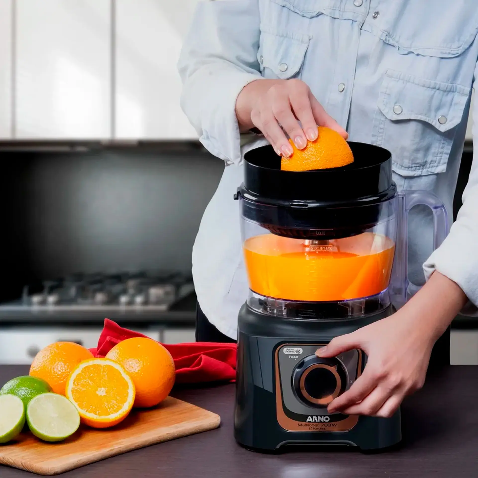 Multiprocessador de Alimentos Arno Multichef 7em1 700W 24 Funções MP72 - Cinza - 110 Volts