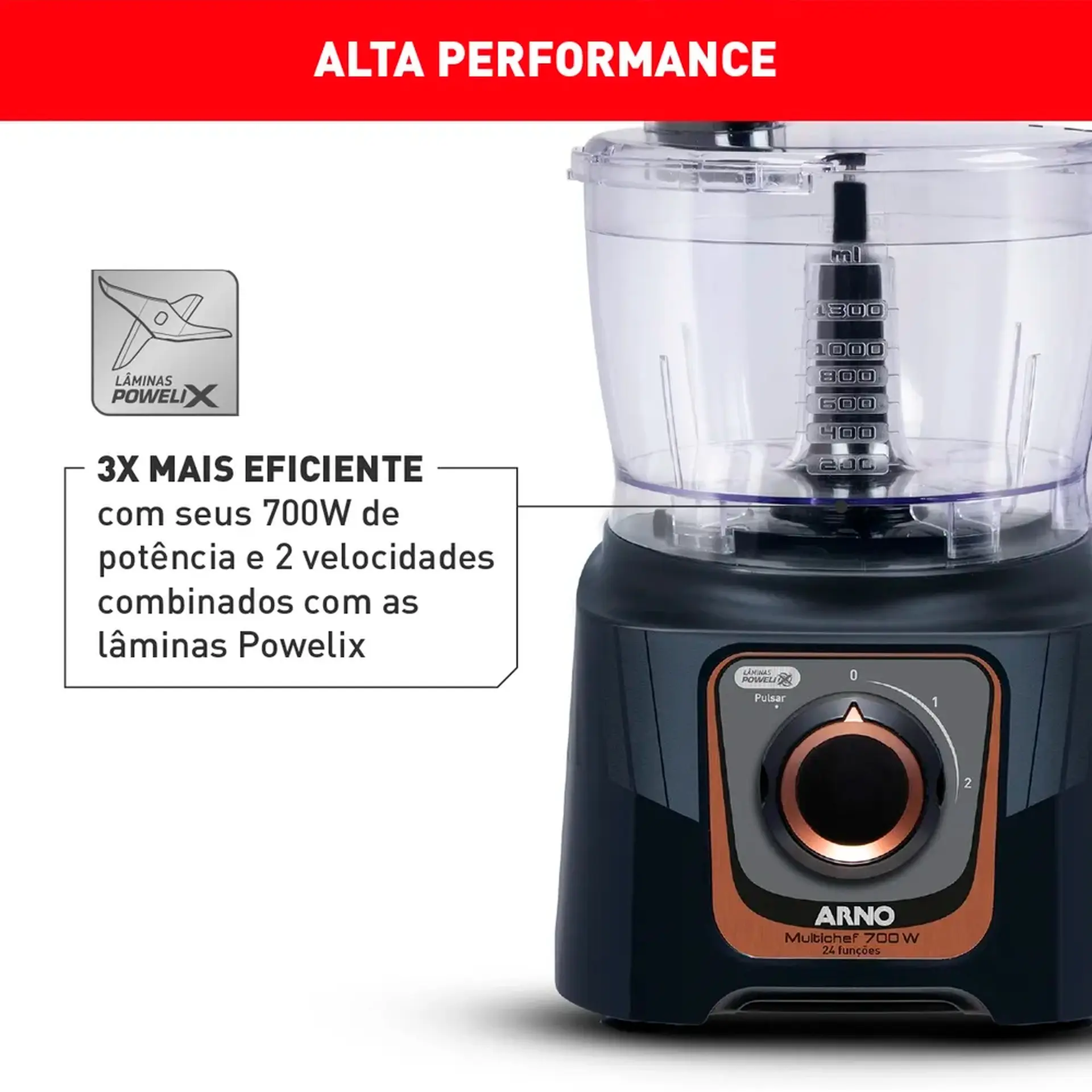 Multiprocessador de Alimentos Arno Multichef 7em1 700W 24 Funções MP72 - Cinza - 110 Volts