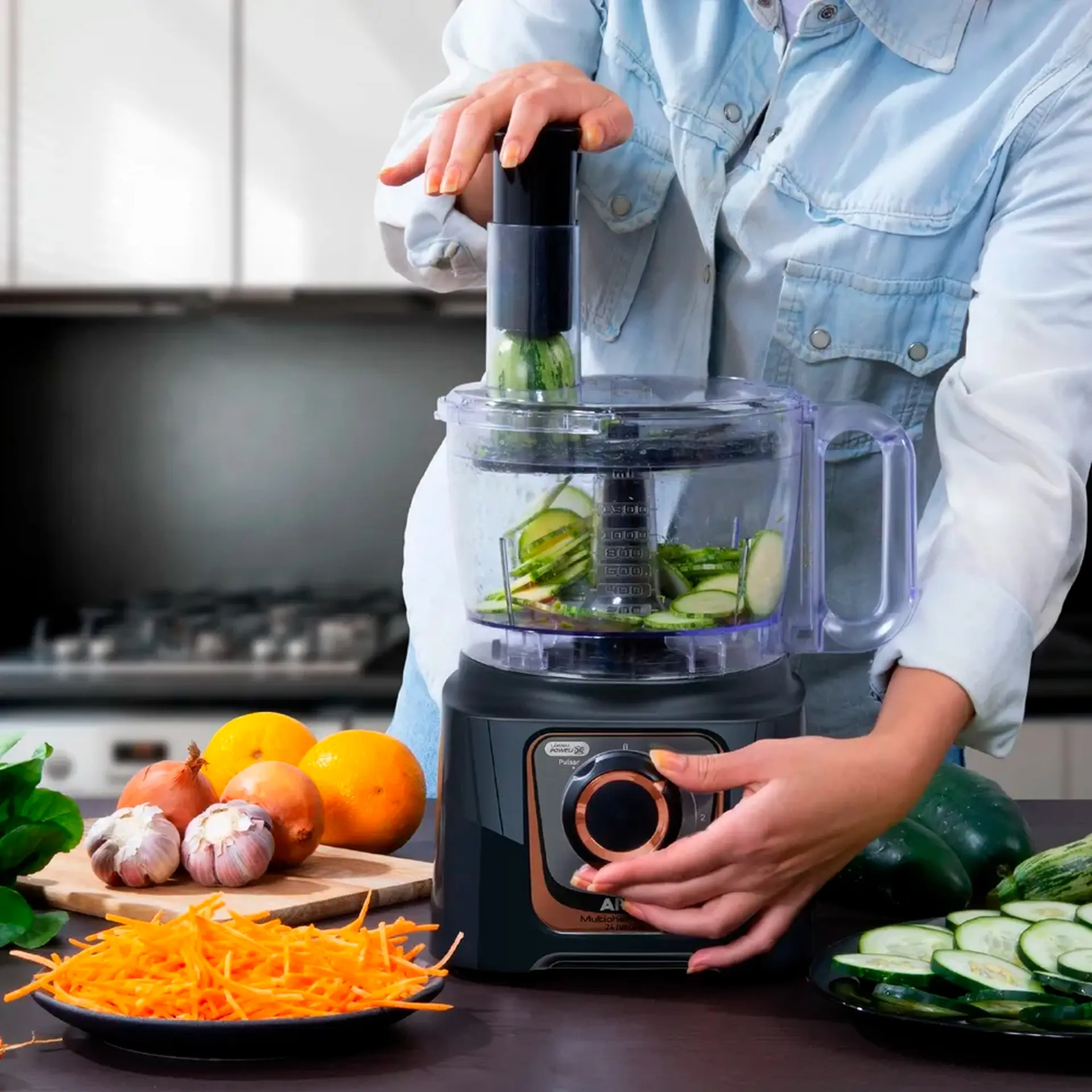 Multiprocessador de Alimentos Arno Multichef 7em1 700W 24 Funções MP72 - Cinza - 110 Volts