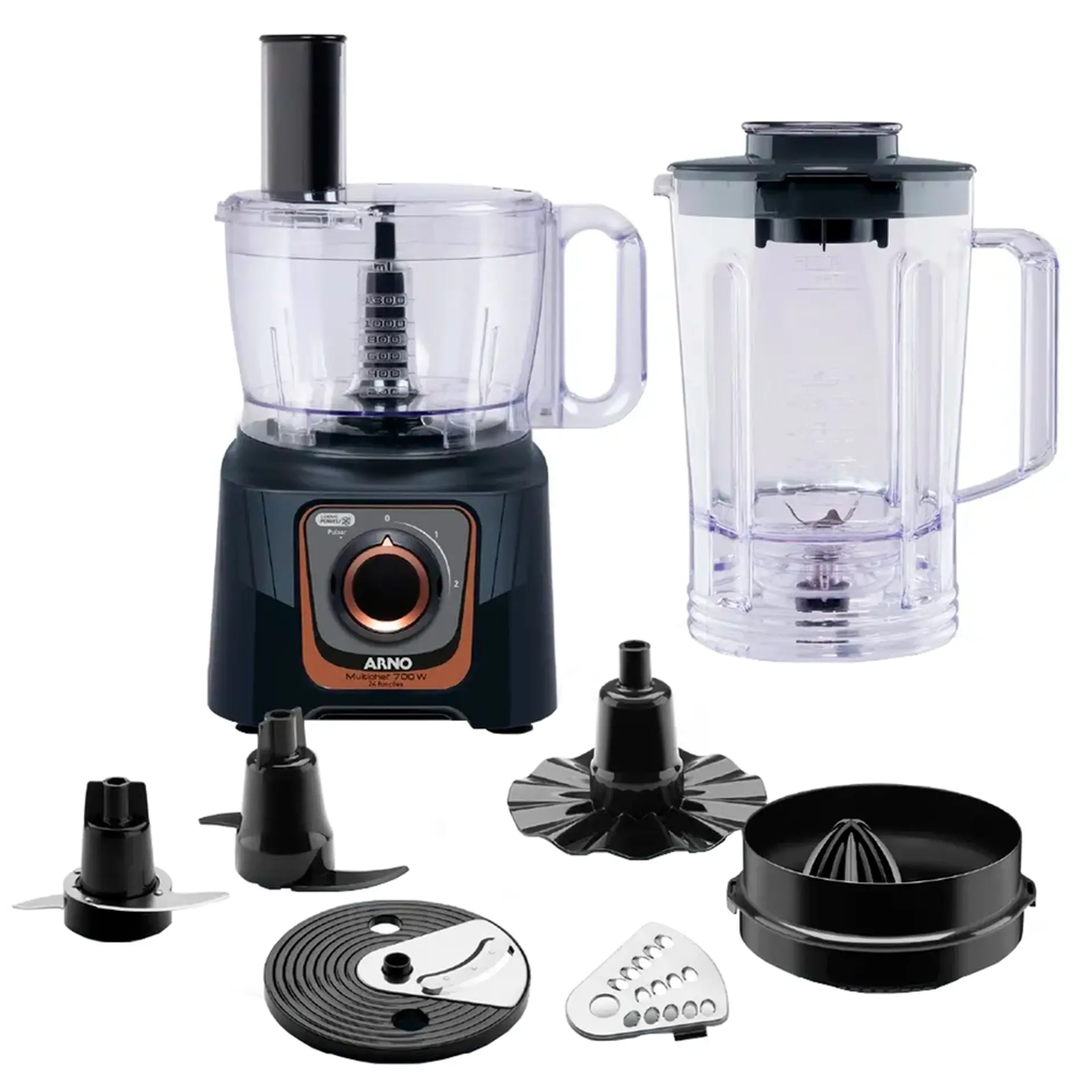 Multiprocessador de Alimentos Arno Multichef 7em1 700W 24 Funções MP72 - Cinza - 110 Volts