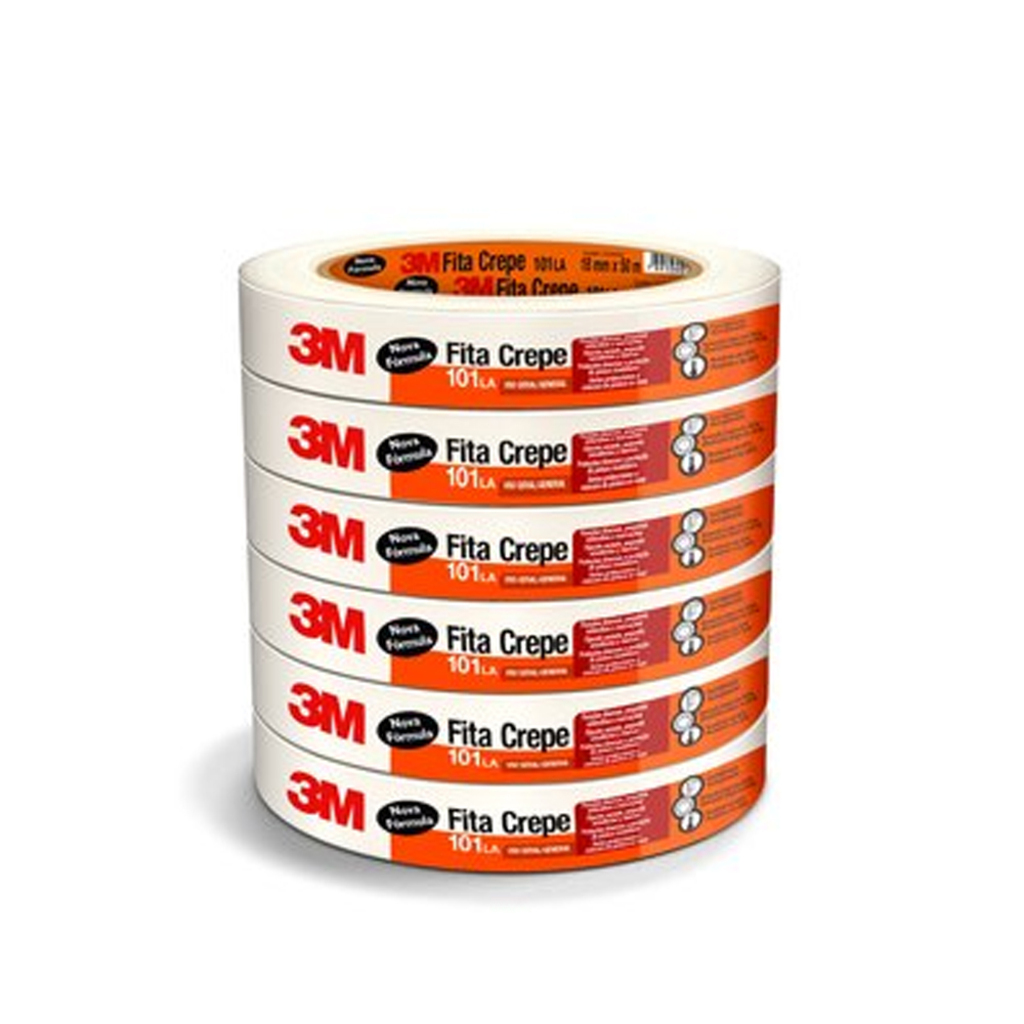 Fita Crepe 18mm x 50 Metros Branco 3M - Pacote com 6 Unidades - HB004572341
