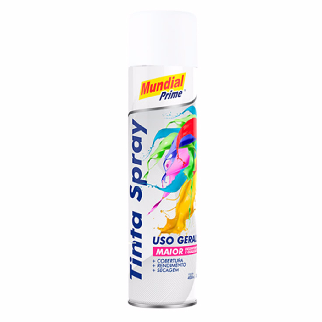 Tinta Spray Multiuso 400ml Mundial Prime Branco Fosco - AE01000094
