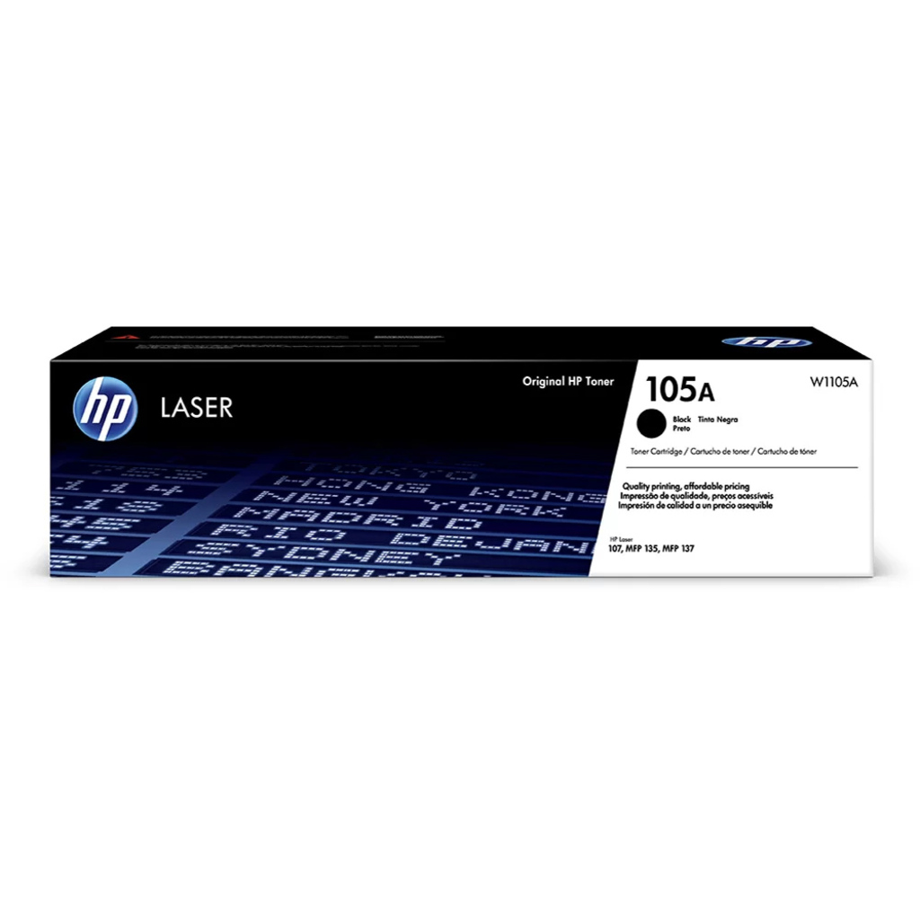 Toner HP 105 Preto Original - W1105A - 1.000 páginas para 103A, 107A, 107R, 107W, 108A , 108W, 131A , 133PN, 135R, 135A, 135W, 136A, 136NW