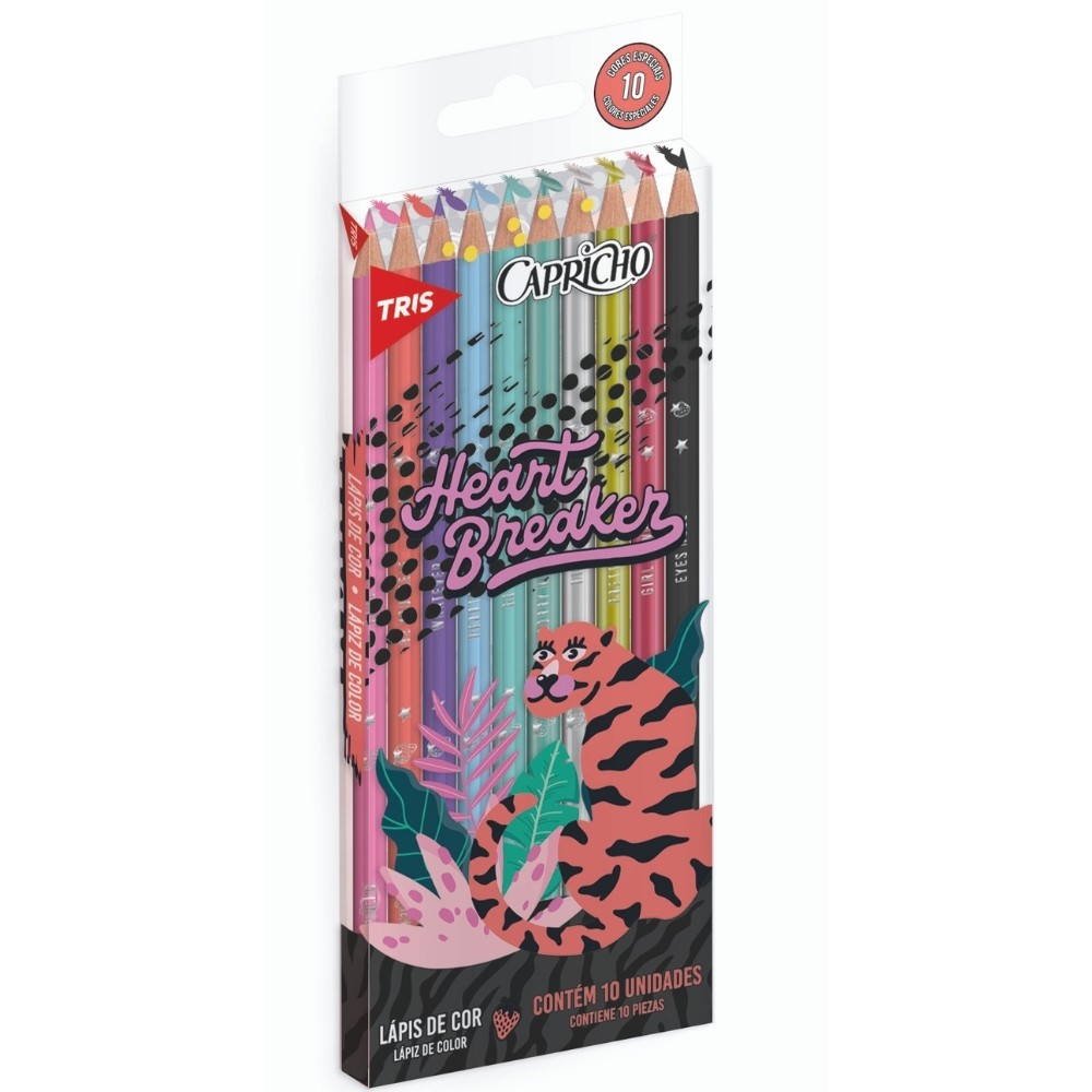 Lápis de Cor TRIS Capricho 10 Cores Tons Pastel