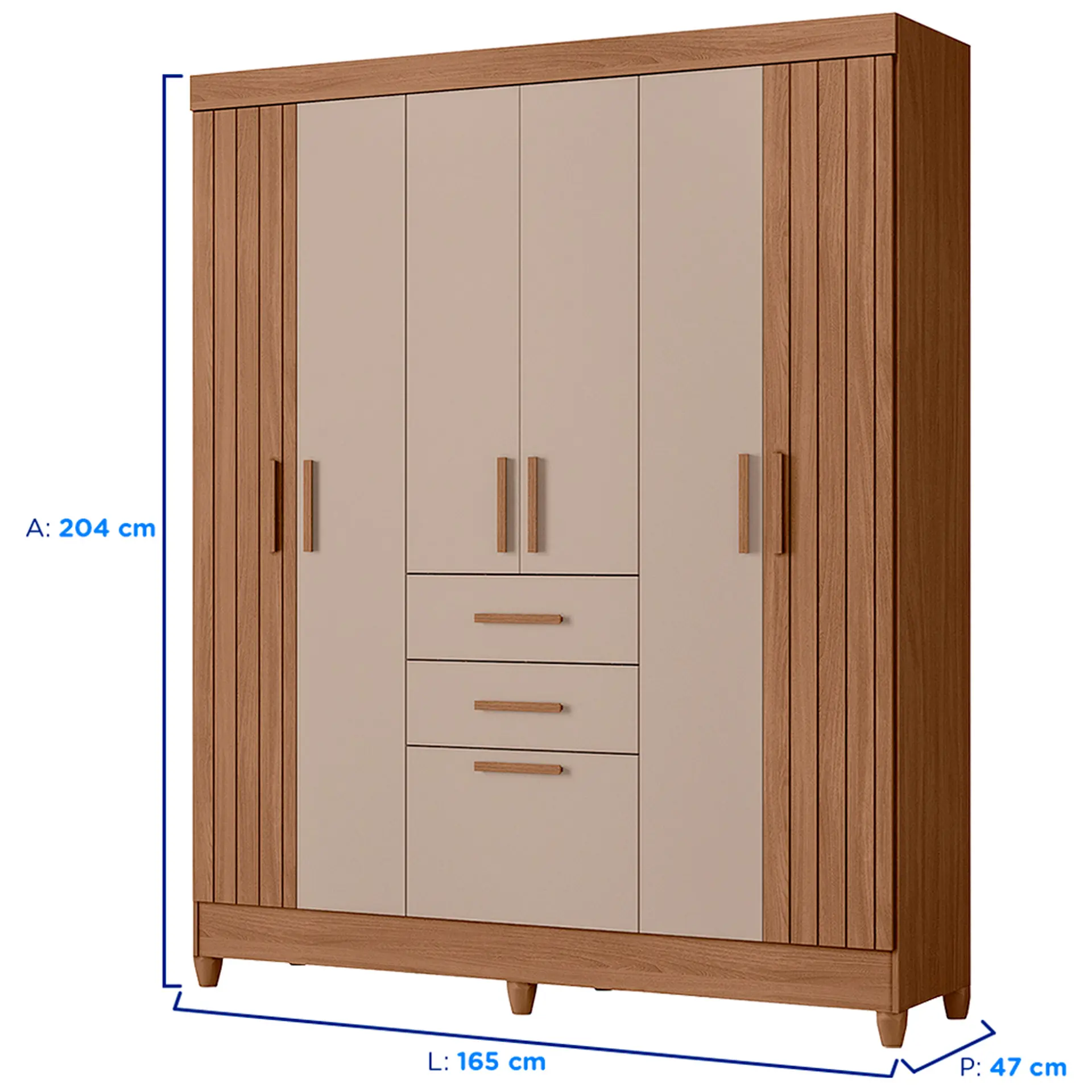 Guarda-Roupa Casal 7 Portas Bater 2 Gavetas Malta Moval Roupeiro - Carvalho/Fendi