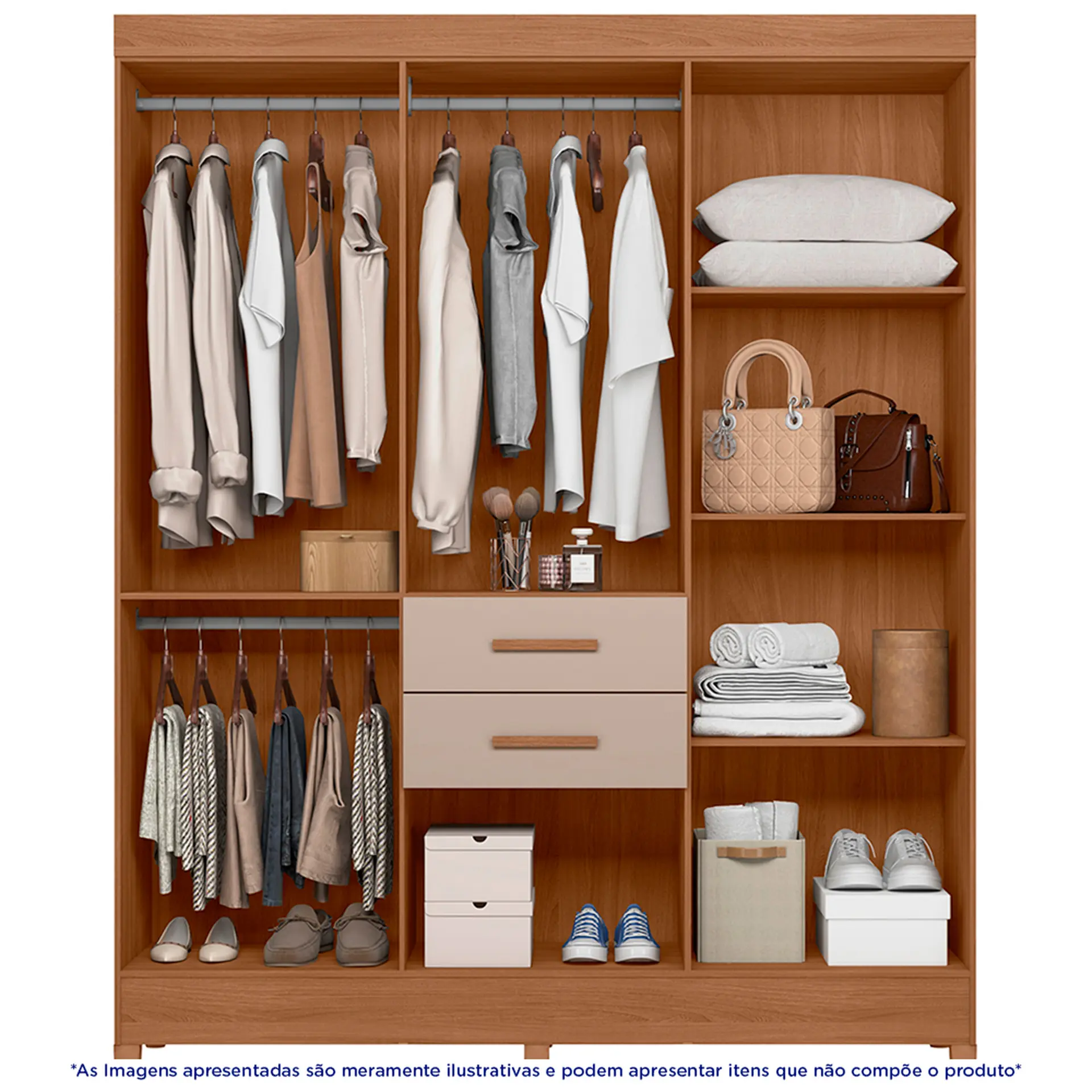 Guarda-Roupa Casal 7 Portas Bater 2 Gavetas Malta Moval Roupeiro - Carvalho/Fendi
