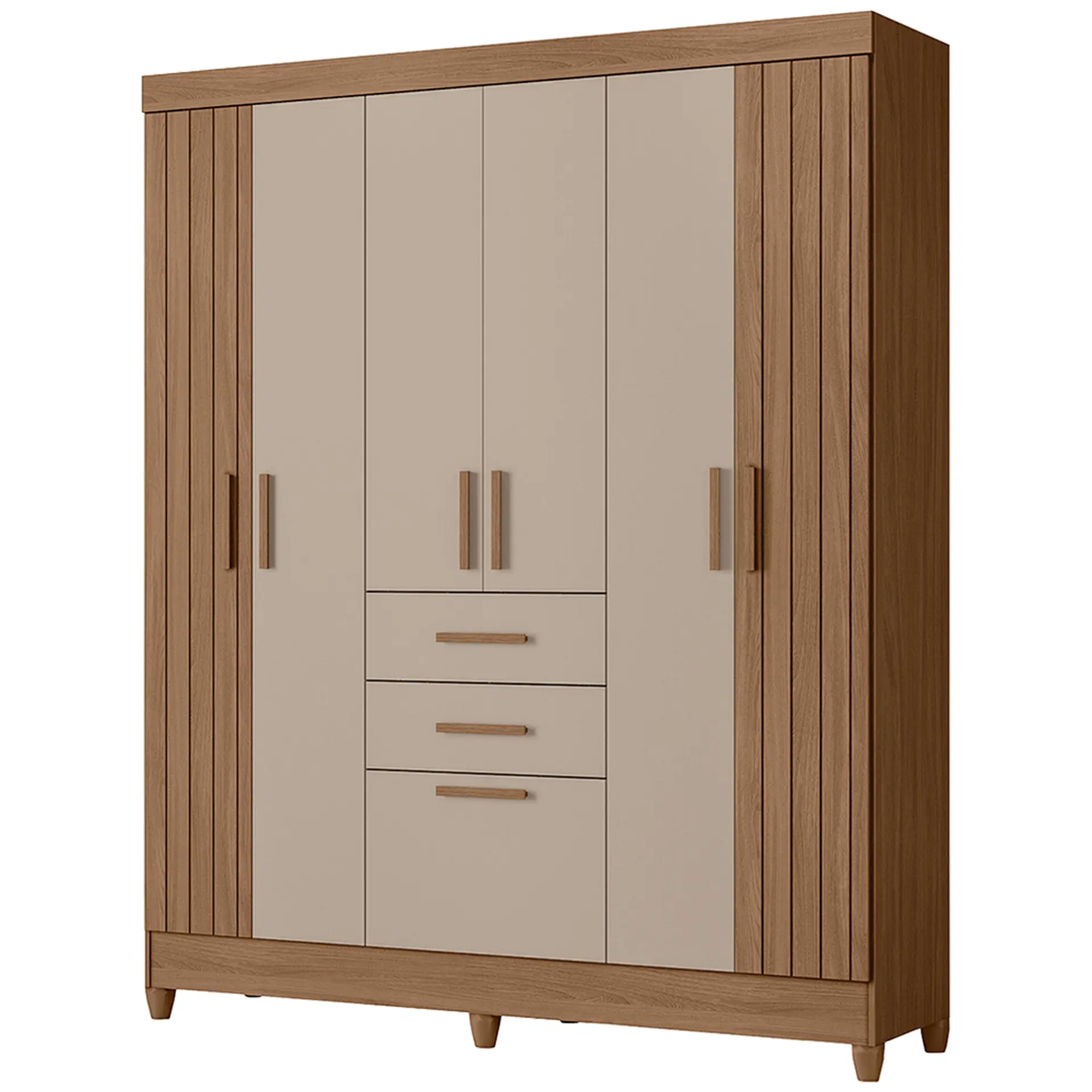 Guarda-Roupa Casal 7 Portas Bater 2 Gavetas Malta Moval Roupeiro - Carvalho/Fendi