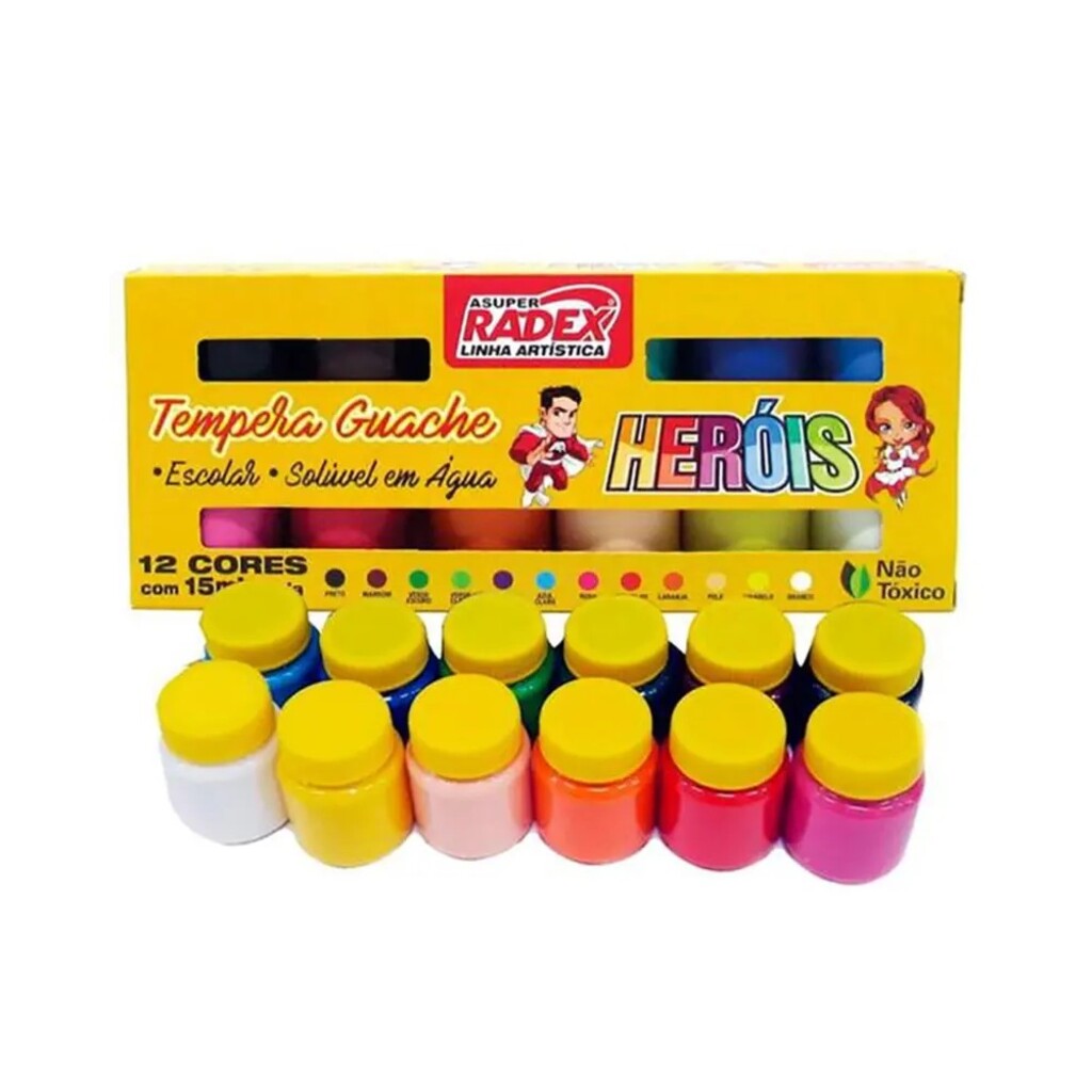 Tinta Guache 12 Cores 15ml Radex - 2565