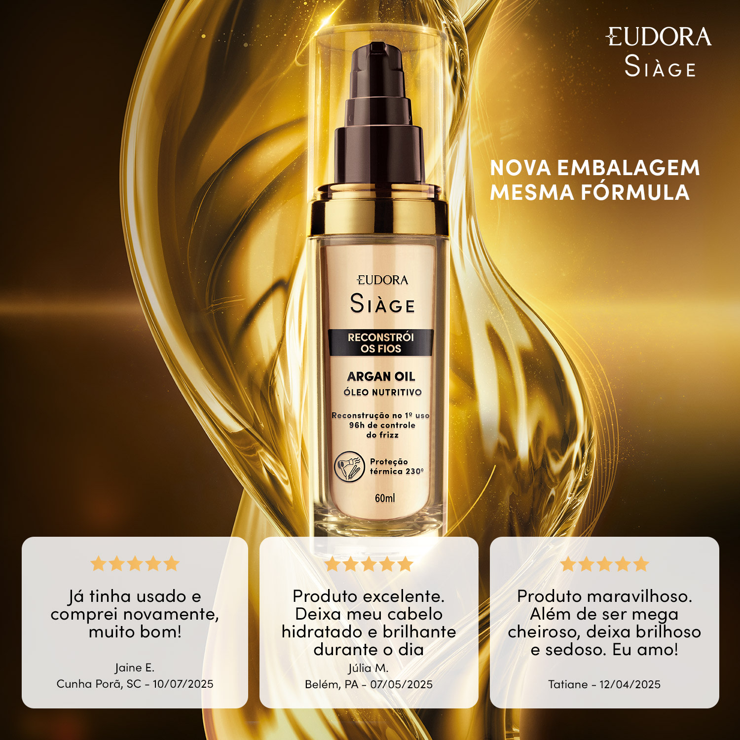 Argan Oil Siàge Reconstrói os Fios 60ml