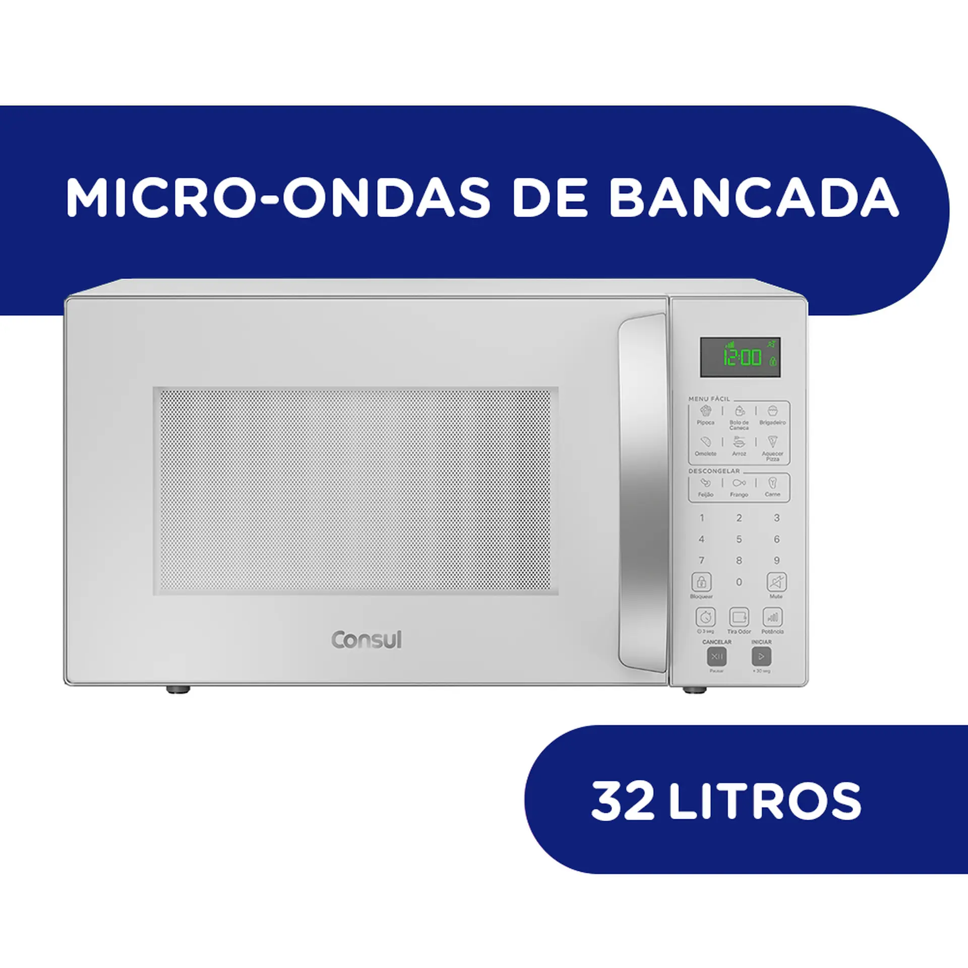 Micro-ondas Consul 32L 900W Menu Fácil e Função Tira Odor CMS46AB - Branco - 110 Volts
