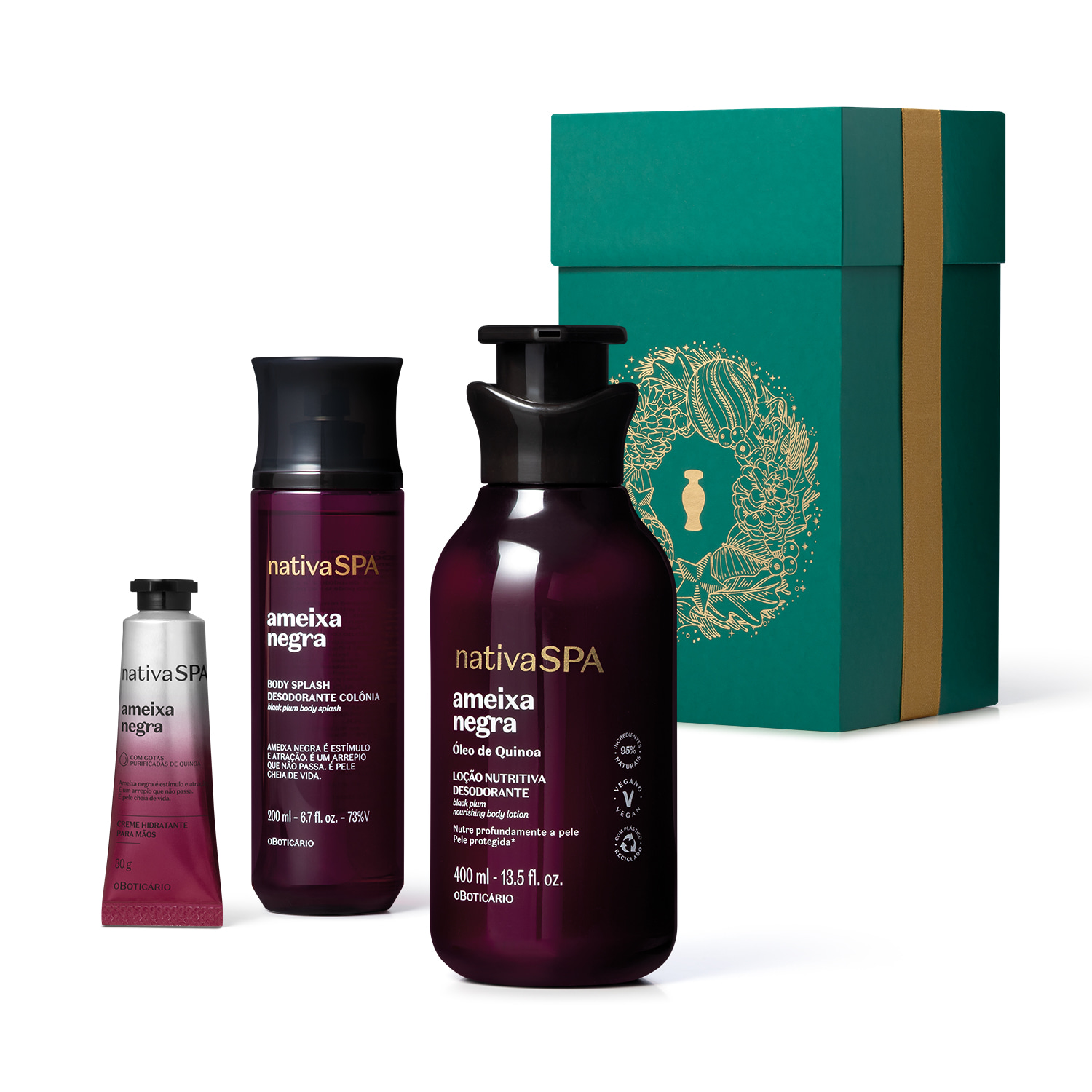 Kit Presente Natal Nativa Spa Ameixa Negra (3 itens)