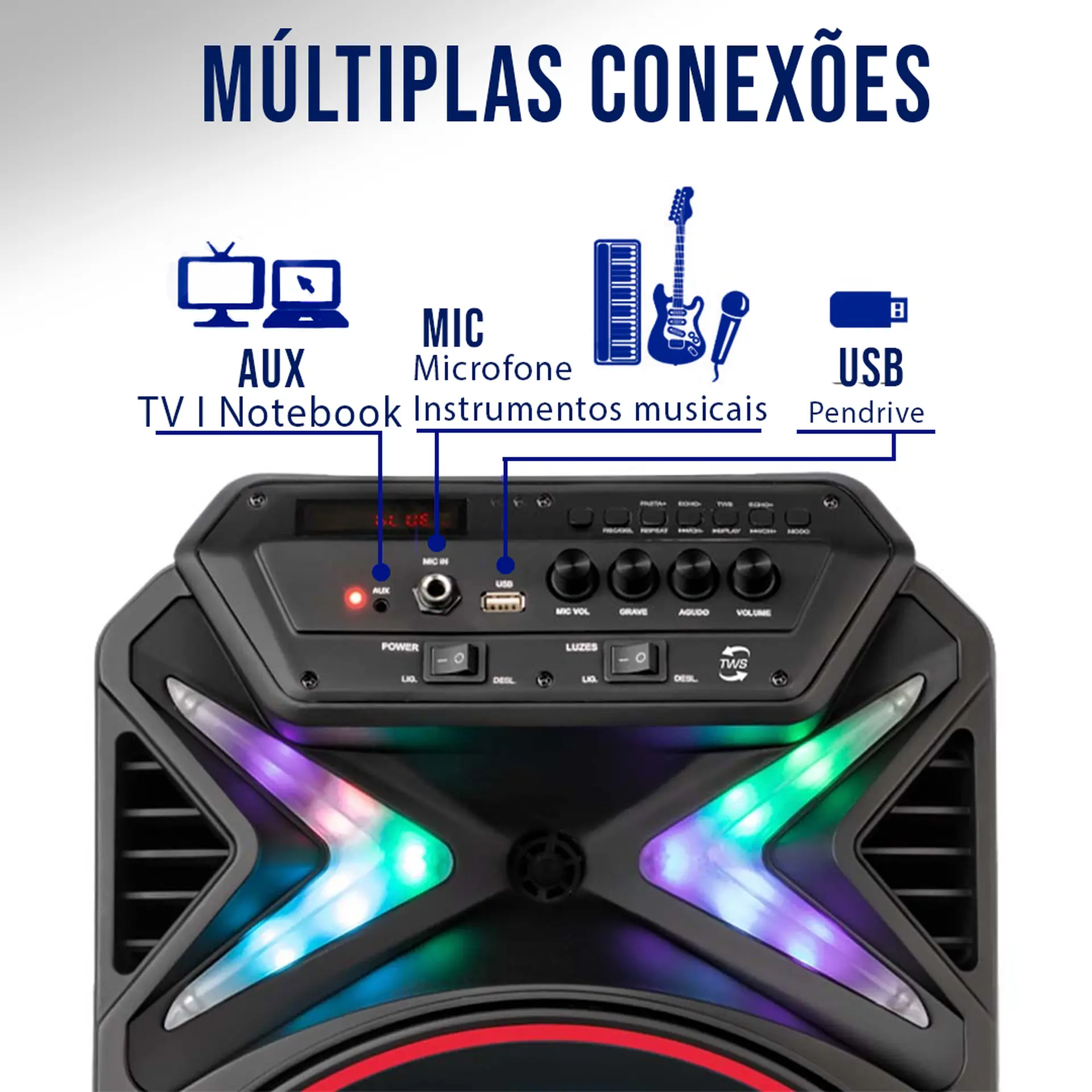 Caixa de Som Amplificada Mondial CM-400 400W Bluetooth USB