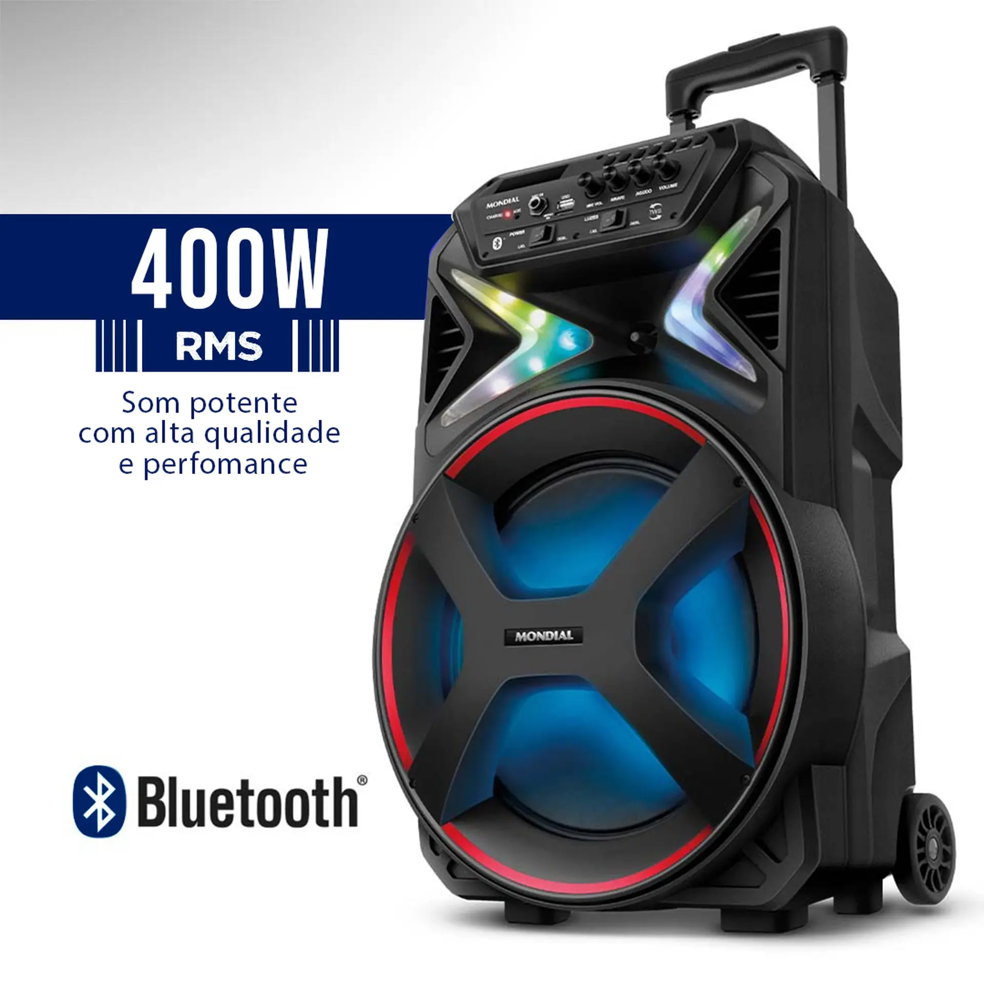 Caixa de Som Amplificada Mondial CM-400 400W Bluetooth USB
