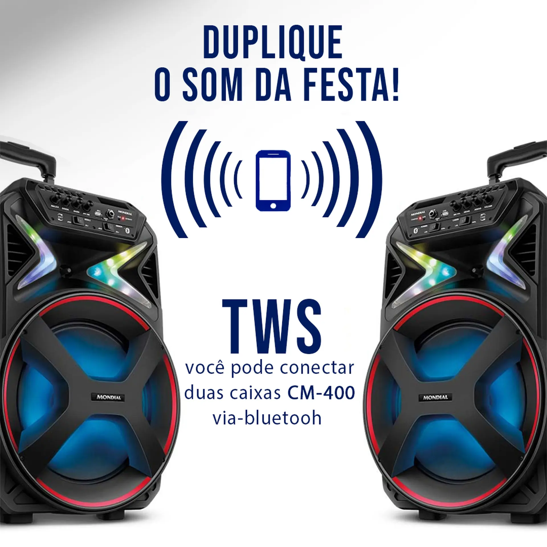 Caixa de Som Amplificada Mondial CM-400 400W Bluetooth USB