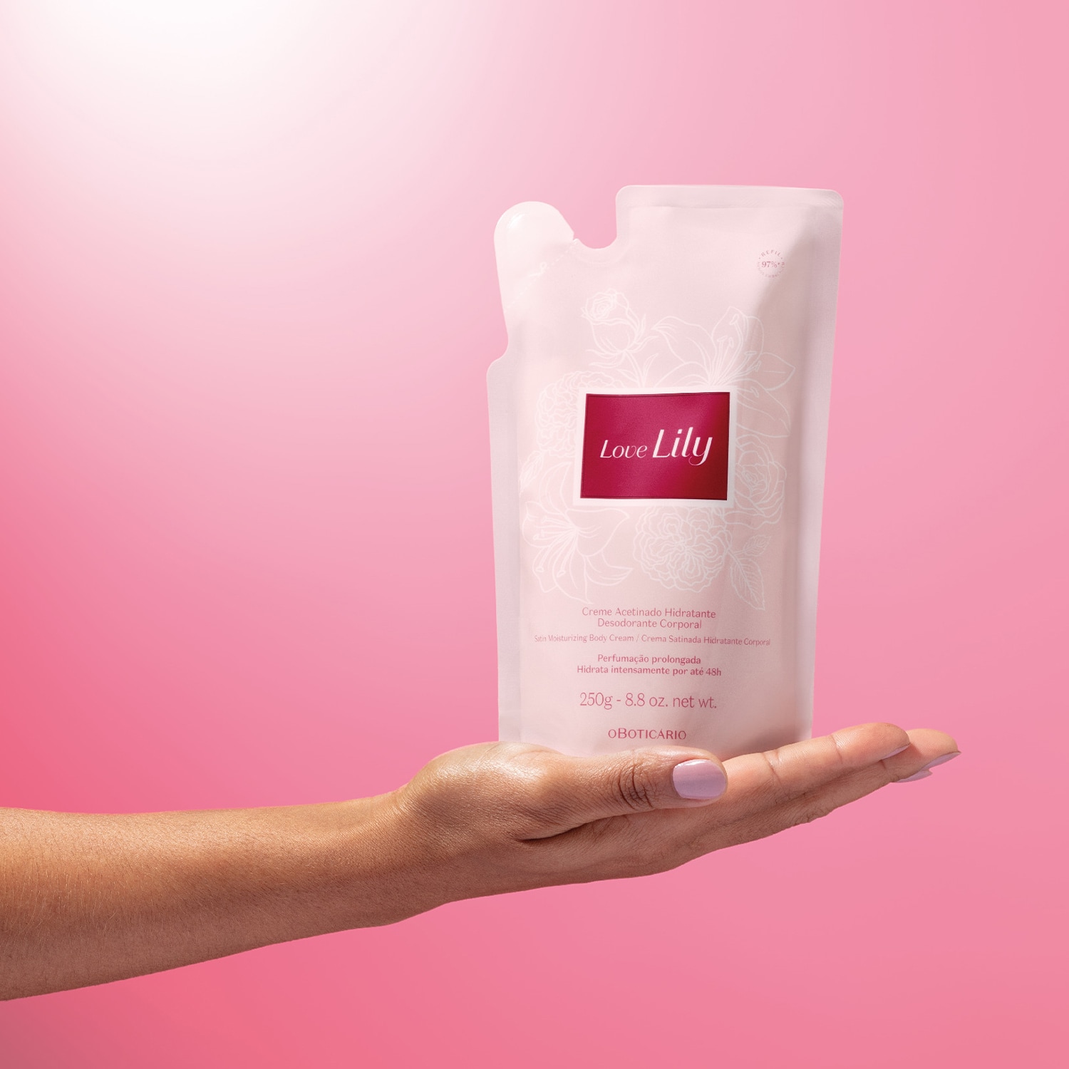 Refil Creme Acetinado Desodorante Hidratante Corporal Love Lily 250g