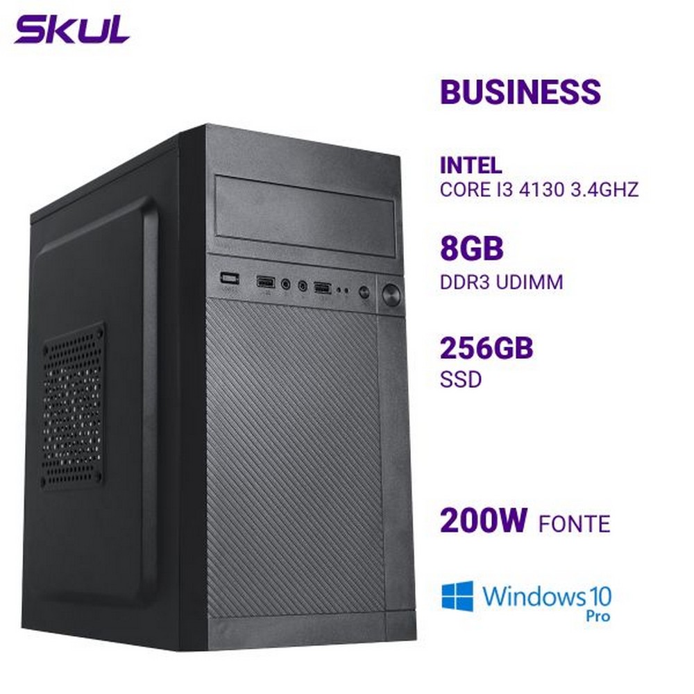 Micro Computador Skul Business B300 Core i3 4130 8GB SSD 256GB Windons 10 Pro sem Monitor 318686