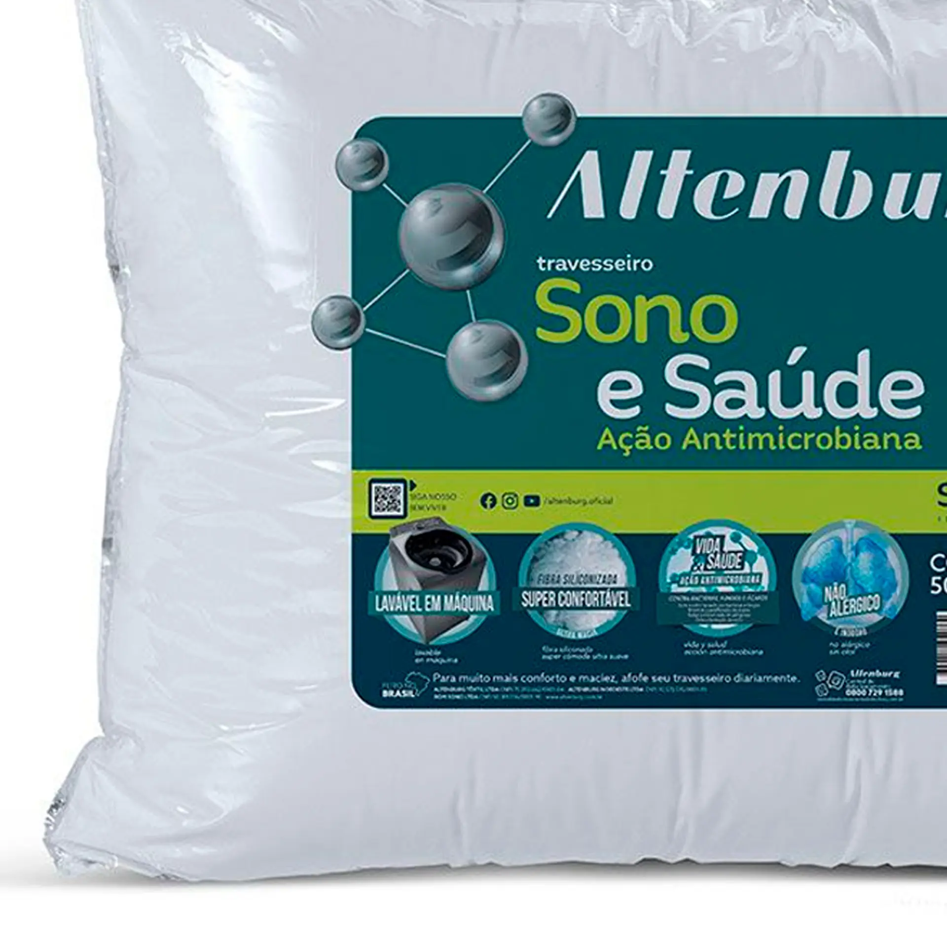 Travesseiro Altenburg 180 Fios Suporte Firme Sono e Saúde - Branco