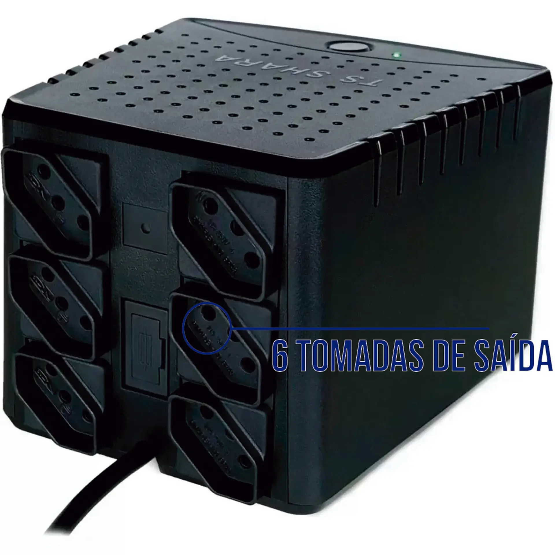 Estabilizador TS Shara Powerest Home 1000VA 6 Tomadas Filtro de Linha 9006 - Preto - 110 Volts