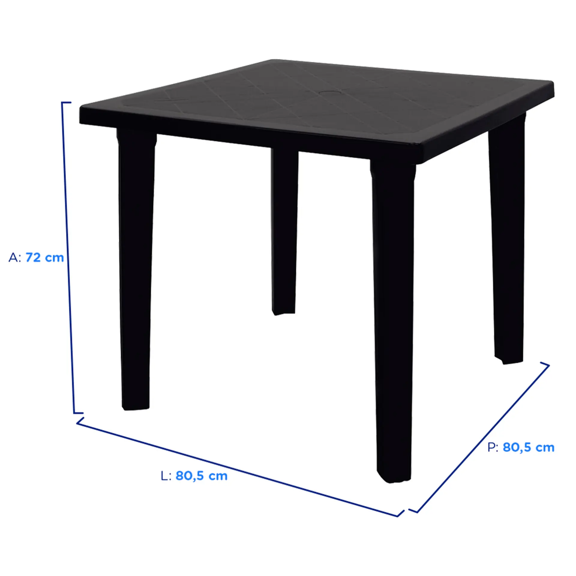 Mesa de Polipropileno Quadrada de 4 Lugares Sancho Tramontina - Preto
