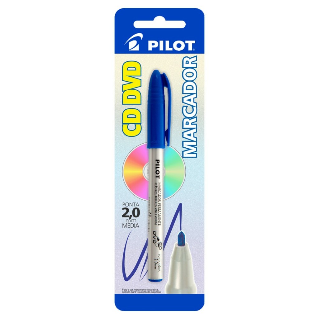 Caneta CD+DVD 2.0mm Azul - Pilot - Unitário - 1481509SM024AZ