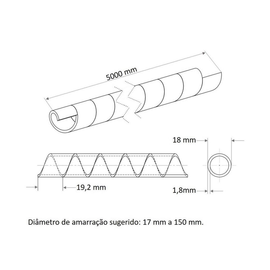 Organizador de Cabos Espiral Branco 3/4 5 Metros Tramontina - 57499/044
