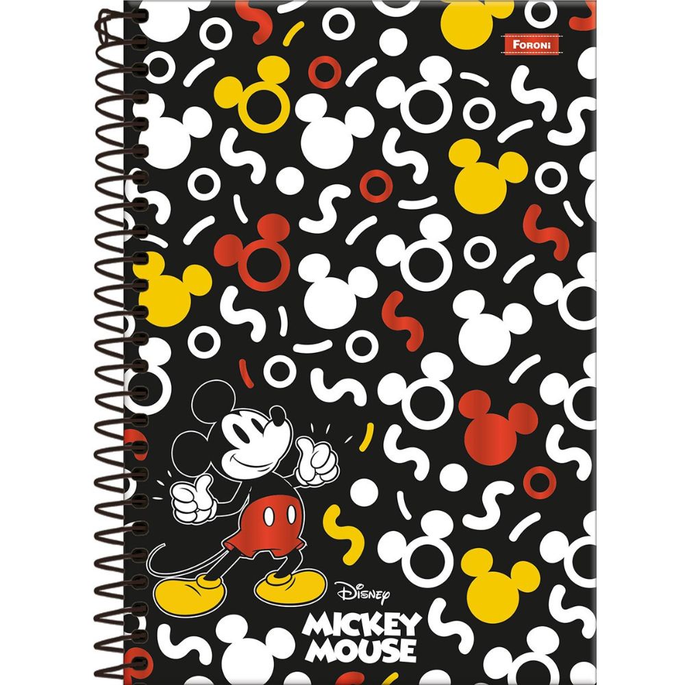 Caderno Universitário Foroni Mickey Vintage Capa Dura 80 Folhas 1 Matéria Sortido