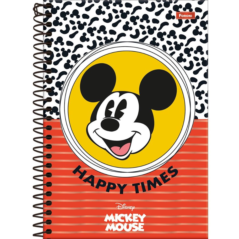 Caderno Universitário Foroni Mickey Vintage Capa Dura 80 Folhas 1 Matéria Sortido