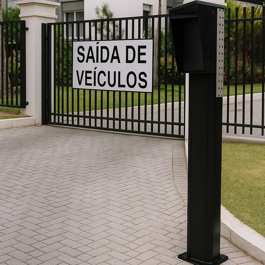 Totem para Identificação com Suporte Universal para Facial 1,35m Metal Preto com Led Metal Nobre MT4003
