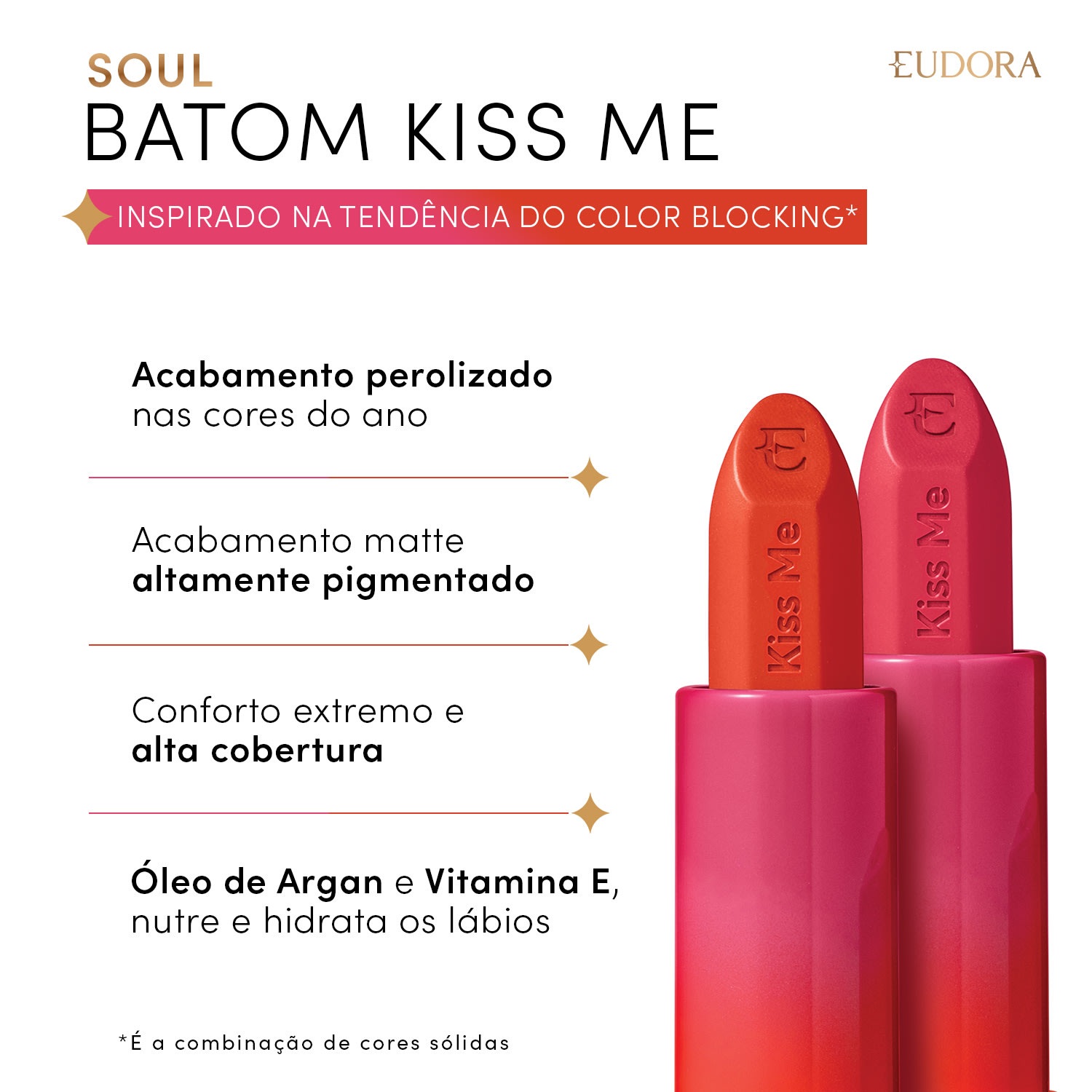 Batom Laranja Trendy SOUL KISS ME Matte FPS 15