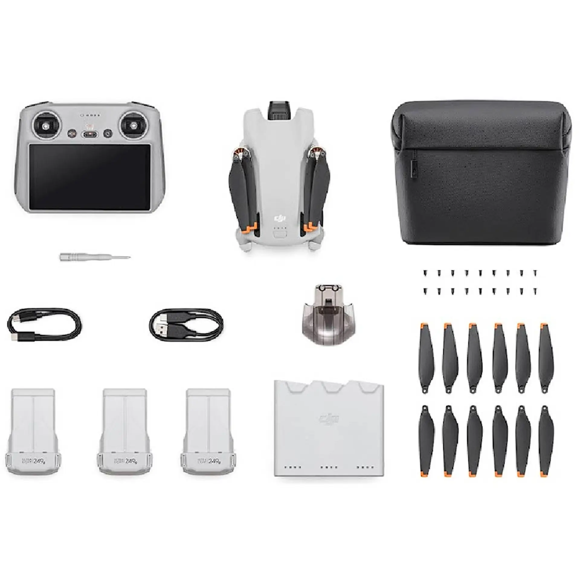 Drone DJI Mini 3 RC Câmera 4K Com Tela Fly More Combo DJI033 - Cinza - Bivolt