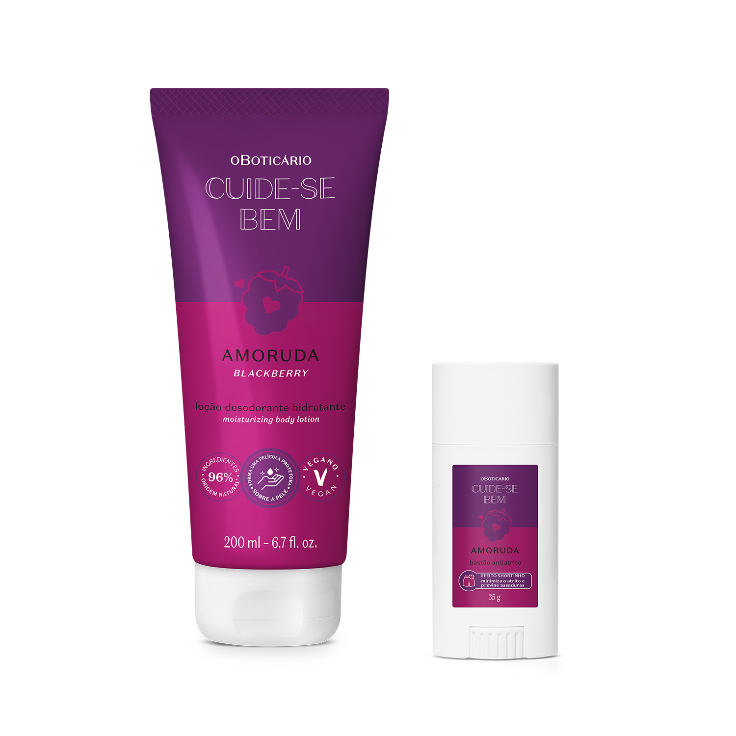 Combo Cuide-se Bem Amoruda: Loção Corporal 200ml + Bastão Anti-Atrito 35g