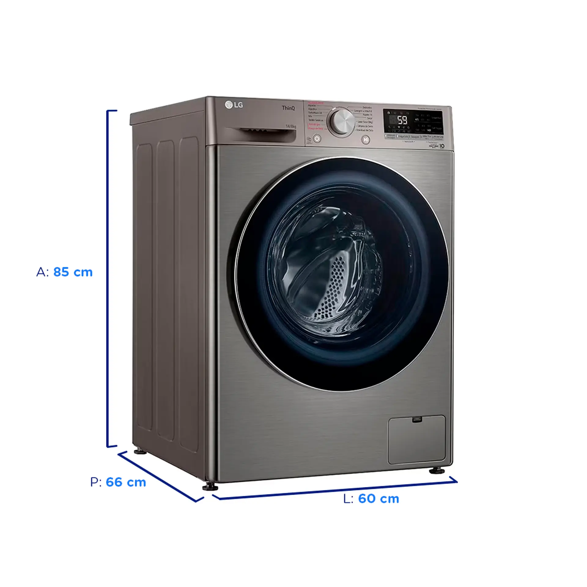 Lava e Seca Smart LG VC4 Com inteligência Artificial 14kg Cesto Inox CV5014PC4 - Inox - 110 Volts
