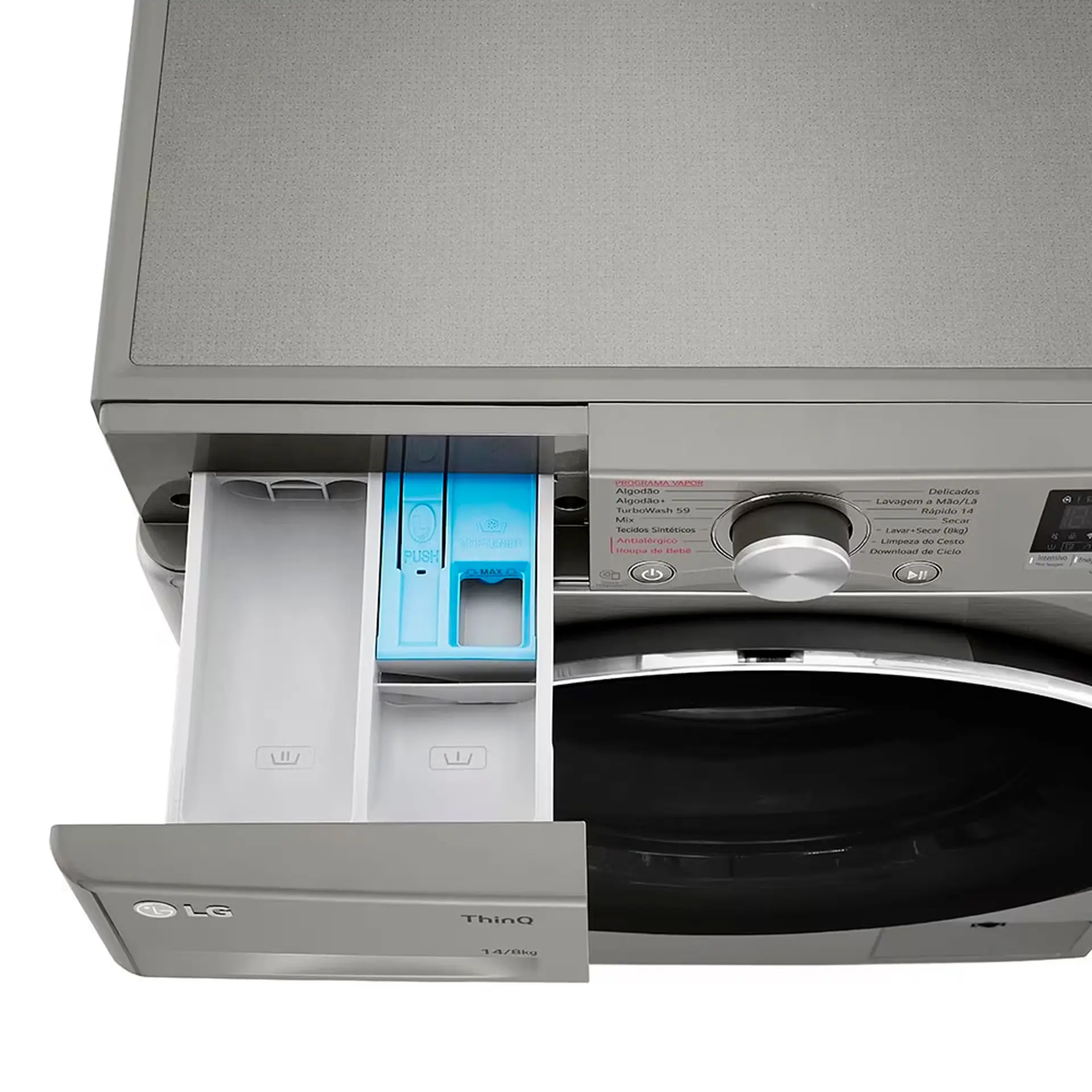 Lava e Seca Smart LG VC4 Com inteligência Artificial 14kg Cesto Inox CV5014PC4 - Inox - 110 Volts