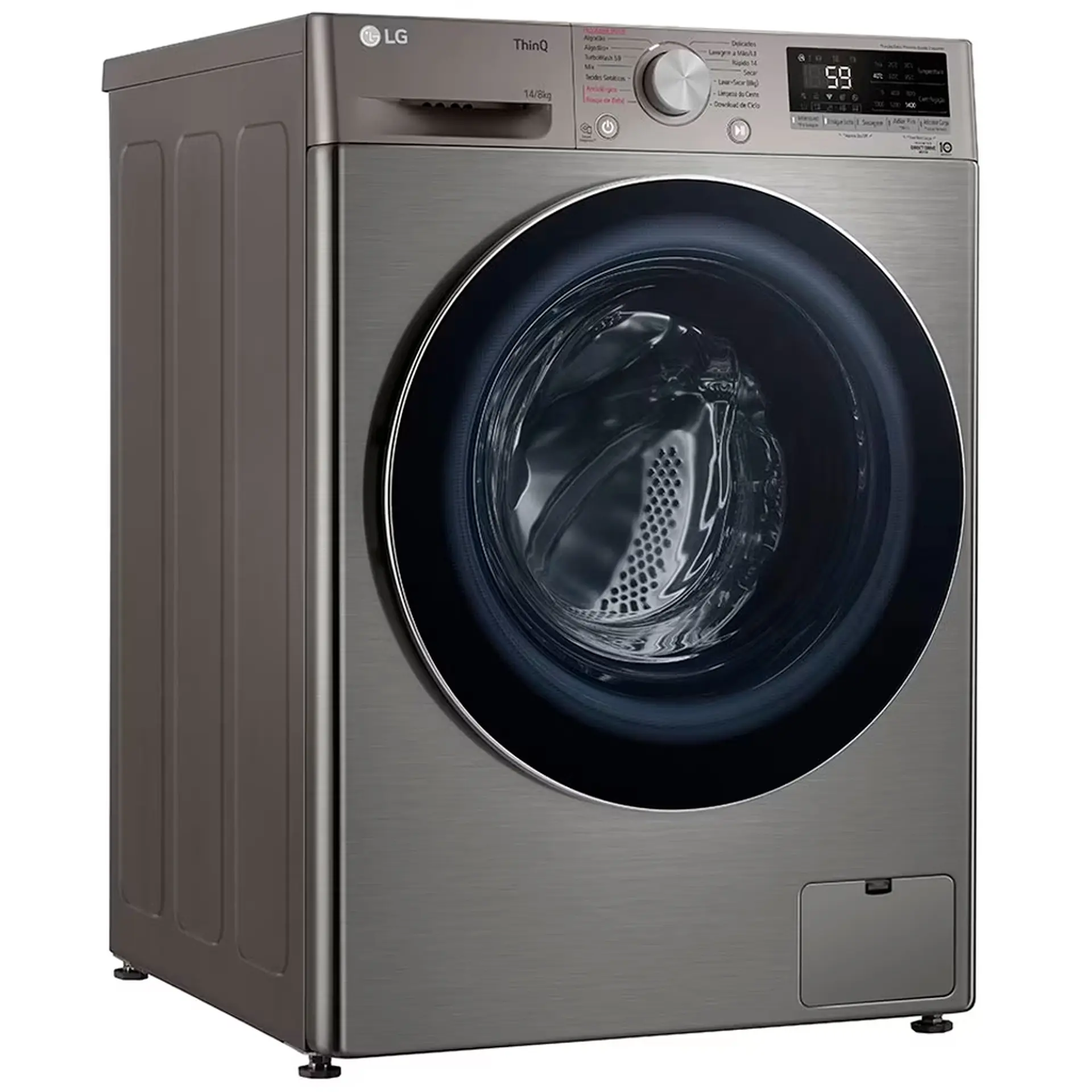 Lava e Seca Smart LG VC4 Com inteligência Artificial 14kg Cesto Inox CV5014PC4 - Inox - 110 Volts