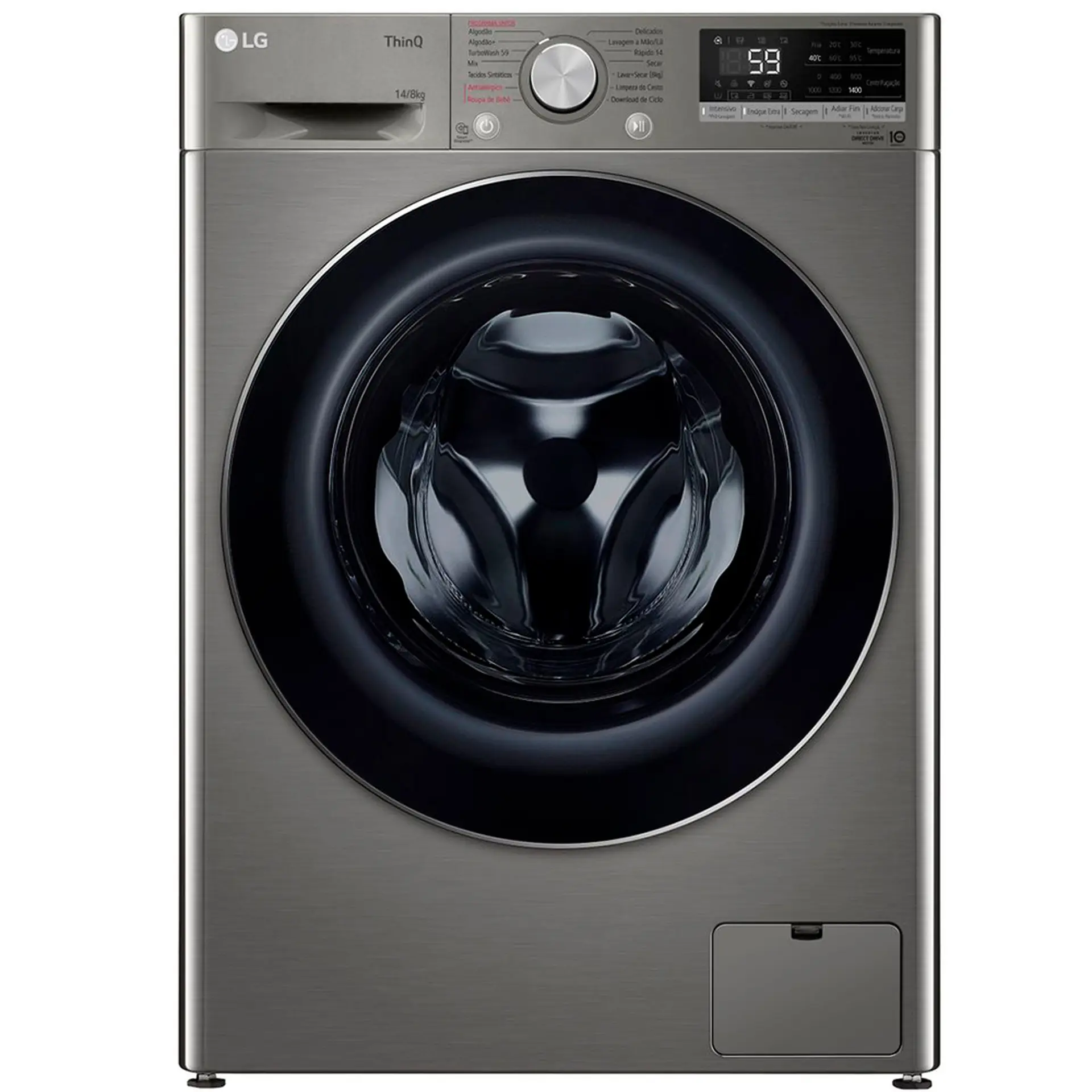 Lava e Seca Smart LG VC4 Com inteligência Artificial 14kg Cesto Inox CV5014PC4 - Inox - 110 Volts