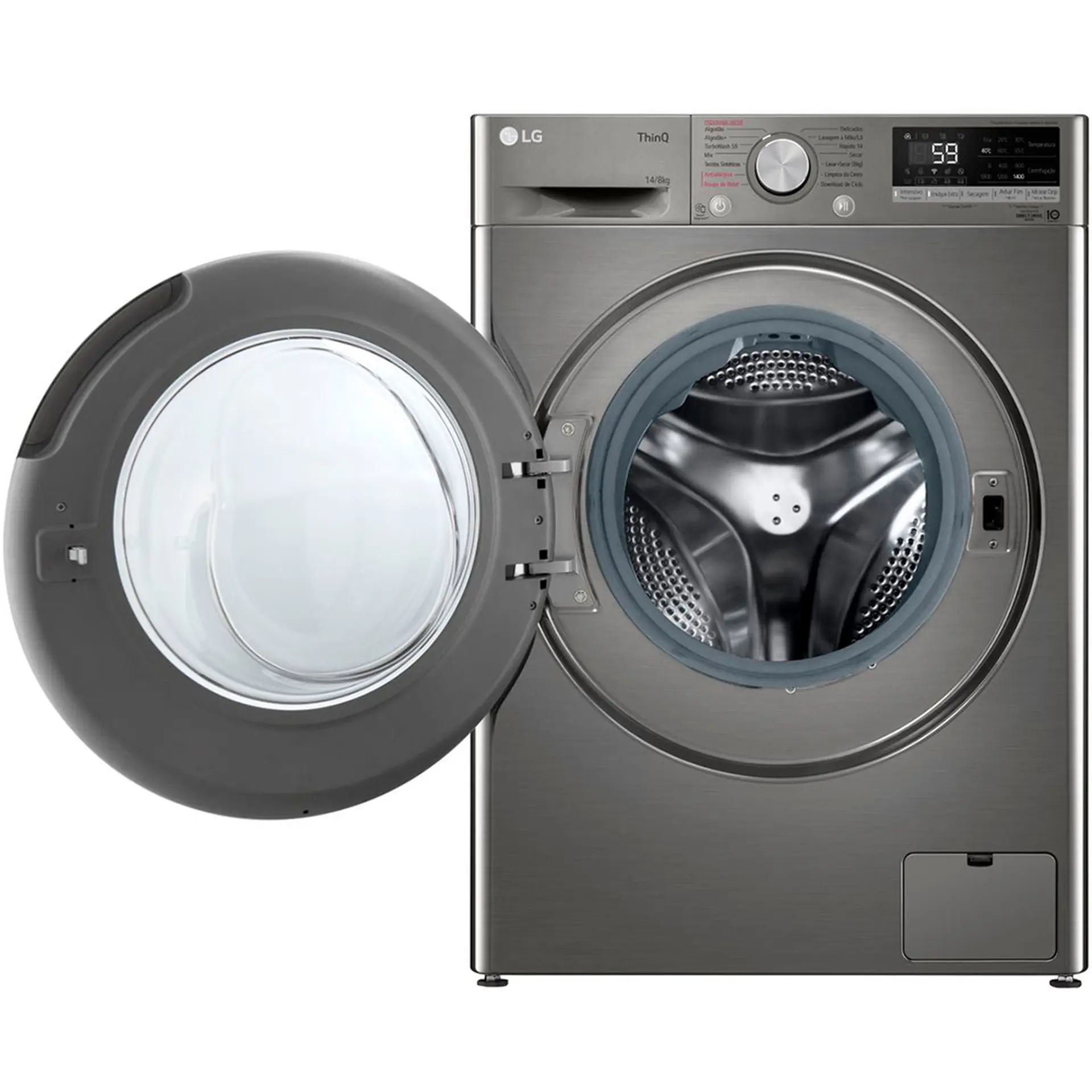 Lava e Seca Smart LG VC4 Com inteligência Artificial 14kg Cesto Inox CV5014PC4 - Inox - 110 Volts
