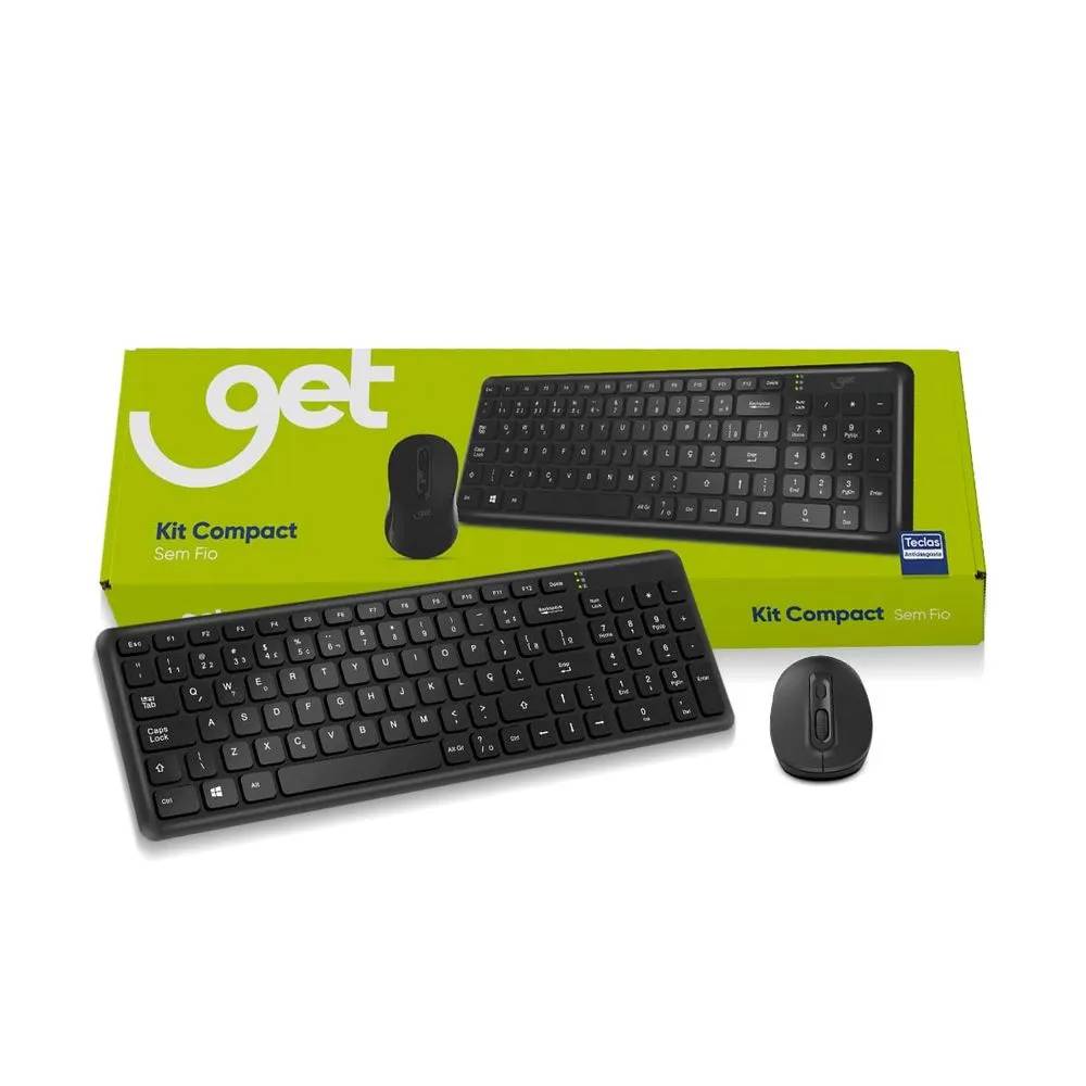 Kit Teclado + Mouse sem Fio Get Preto COMPACT 2 72432