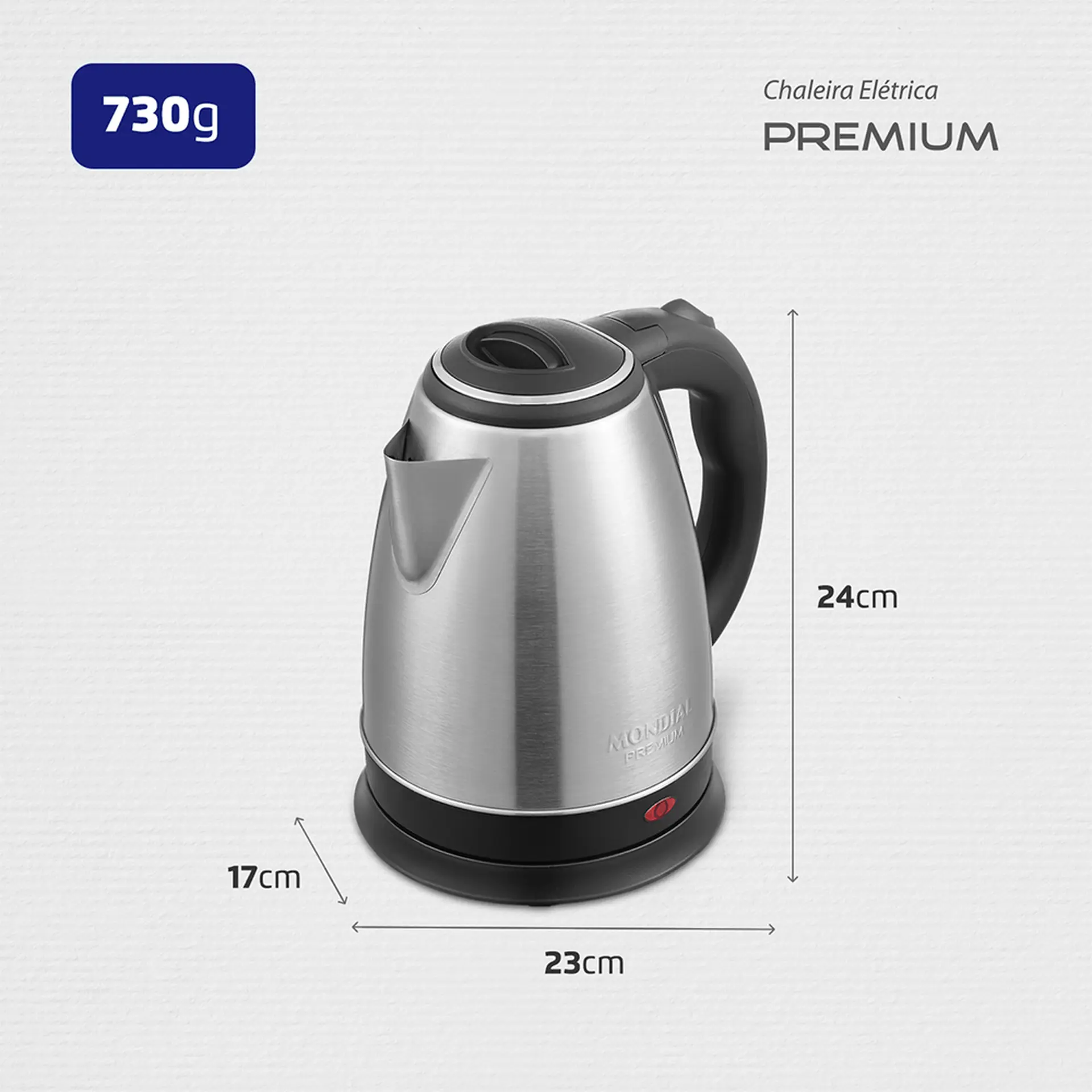 Chaleira Elétrica Mondial Pratic 2L Aço Inox Desligamento Automático CE-06 - Inox/Preto - 110 Volts