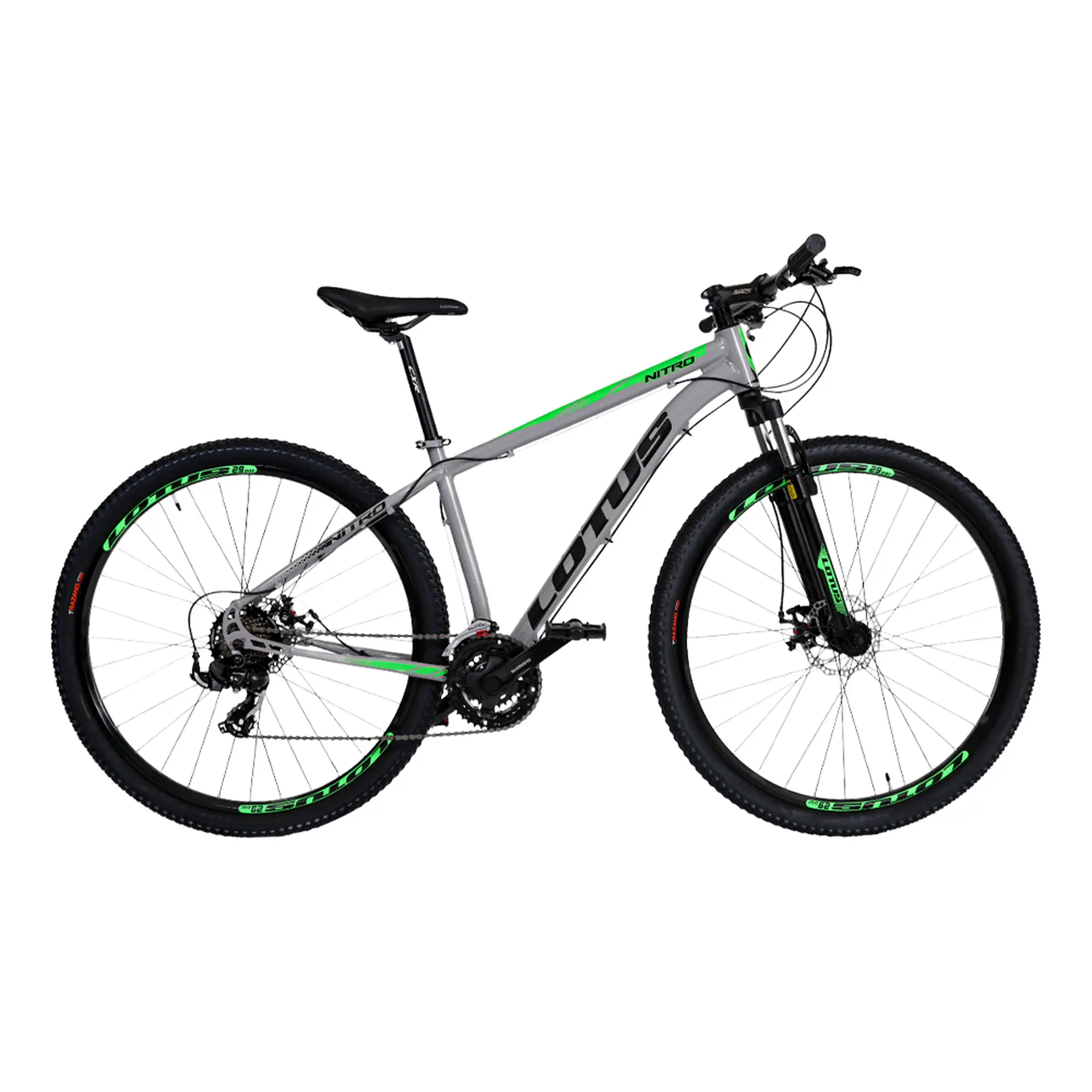 Bicicleta Aro 29 Cairu Lotus Nitro 21 Marchas Freio a Disco Quadro 17.5 MTB - Cinza/Verde